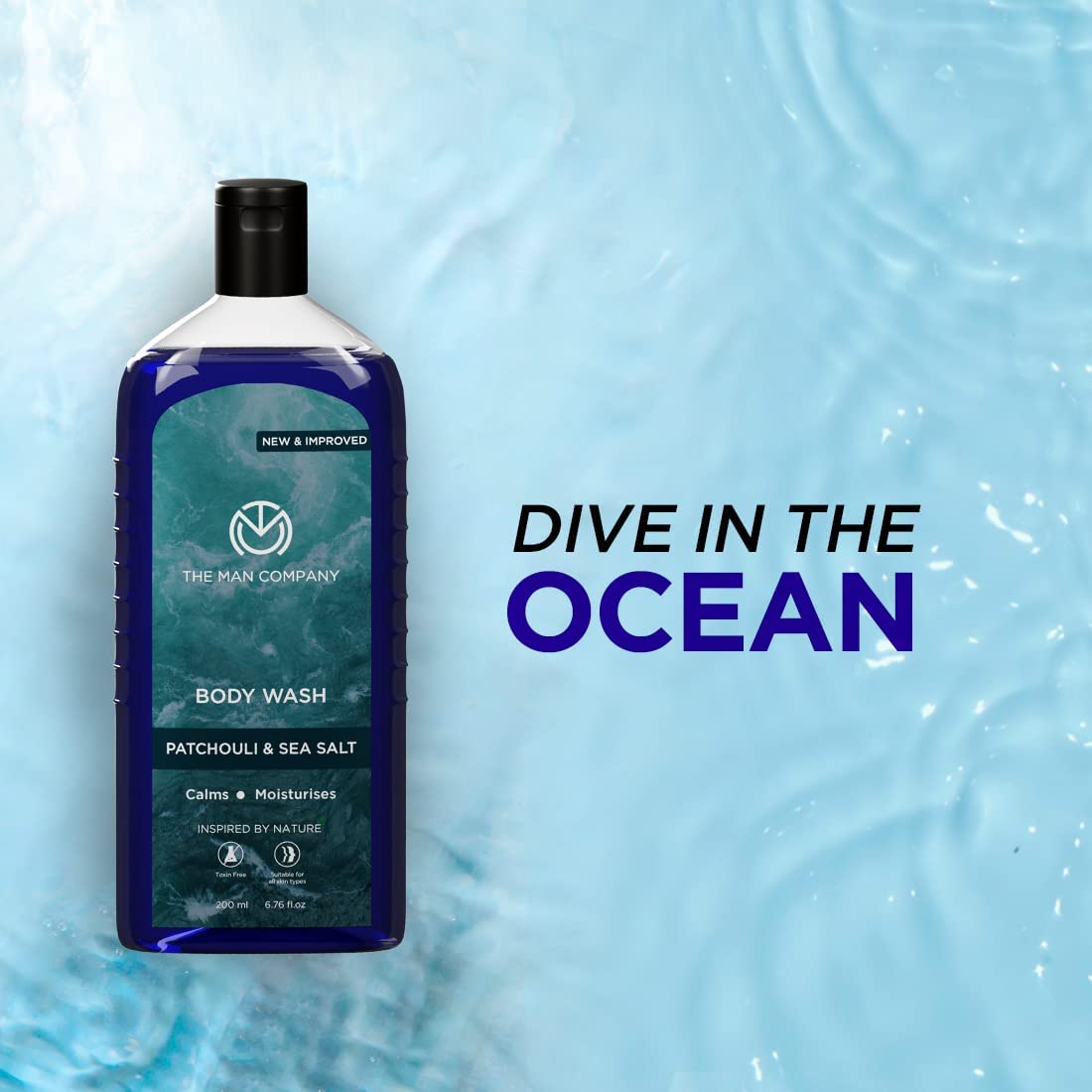 Patchouli & Sea Salt Scented Body Wash for Men - 200ml | Deep Moisturizing Shower Gel with Green Tea, Turmeric & Moringa Extracts for Smooth Skin | Perfect for Post-Workout, Gym & Daily Refreshment