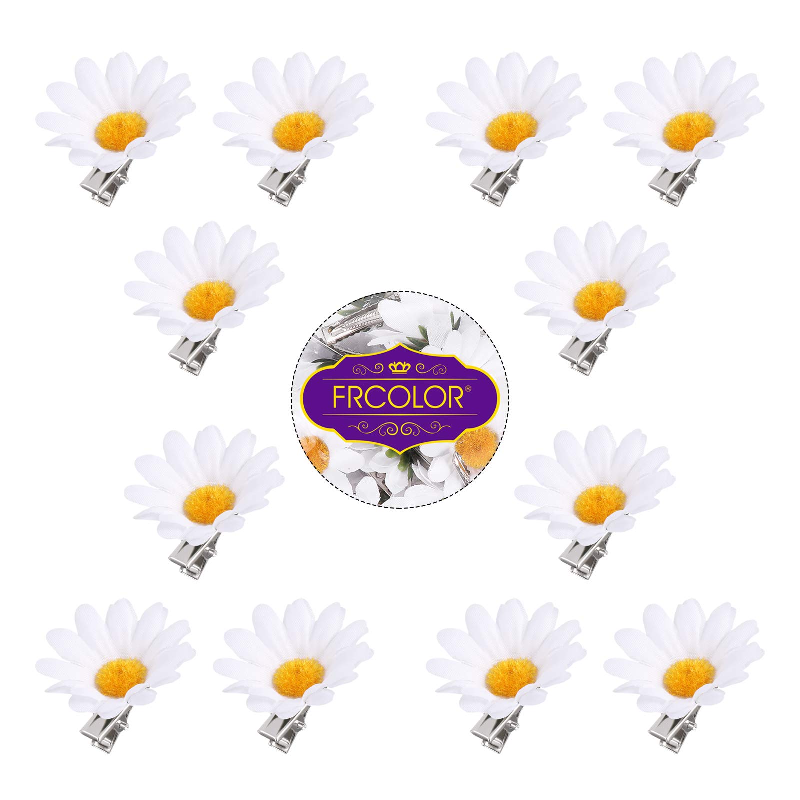 12pcs Daisy Flower Hair Clips - Cute Floral Hair Barrettes & Pins for Women, Girls, Toddlers | Wedding, Party, Everyday Hair Accessories (White)