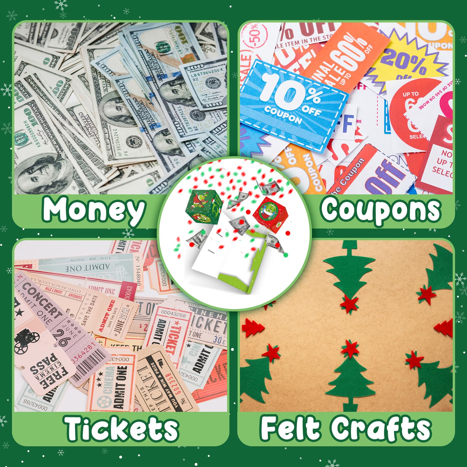 Christmas Money Explosion Gift Box - Pop Up Card with Confetti for Kids & Adults | Fun Cash Gift for Holidays