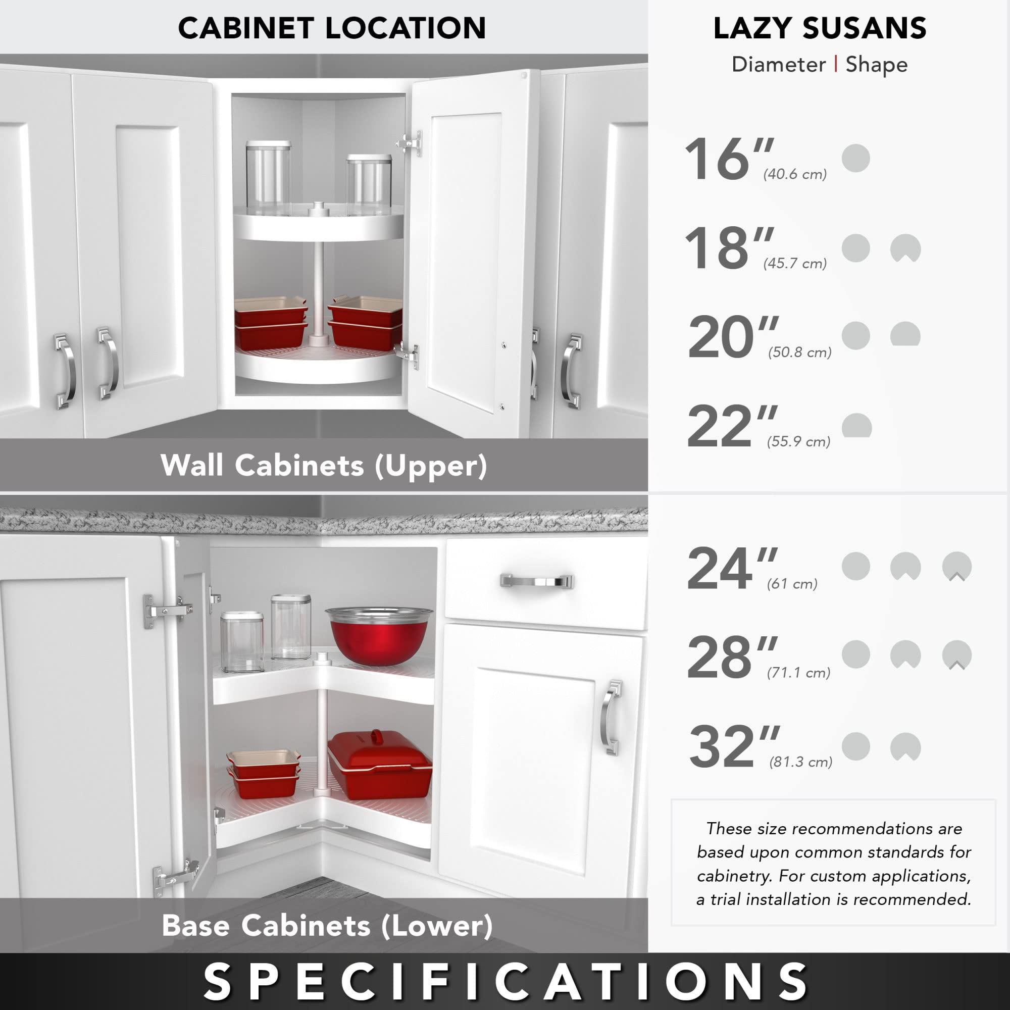 Rev-A-Shelf 2-Tier Pie-Cut Lazy Susan for Corner Base Cabinets - 24