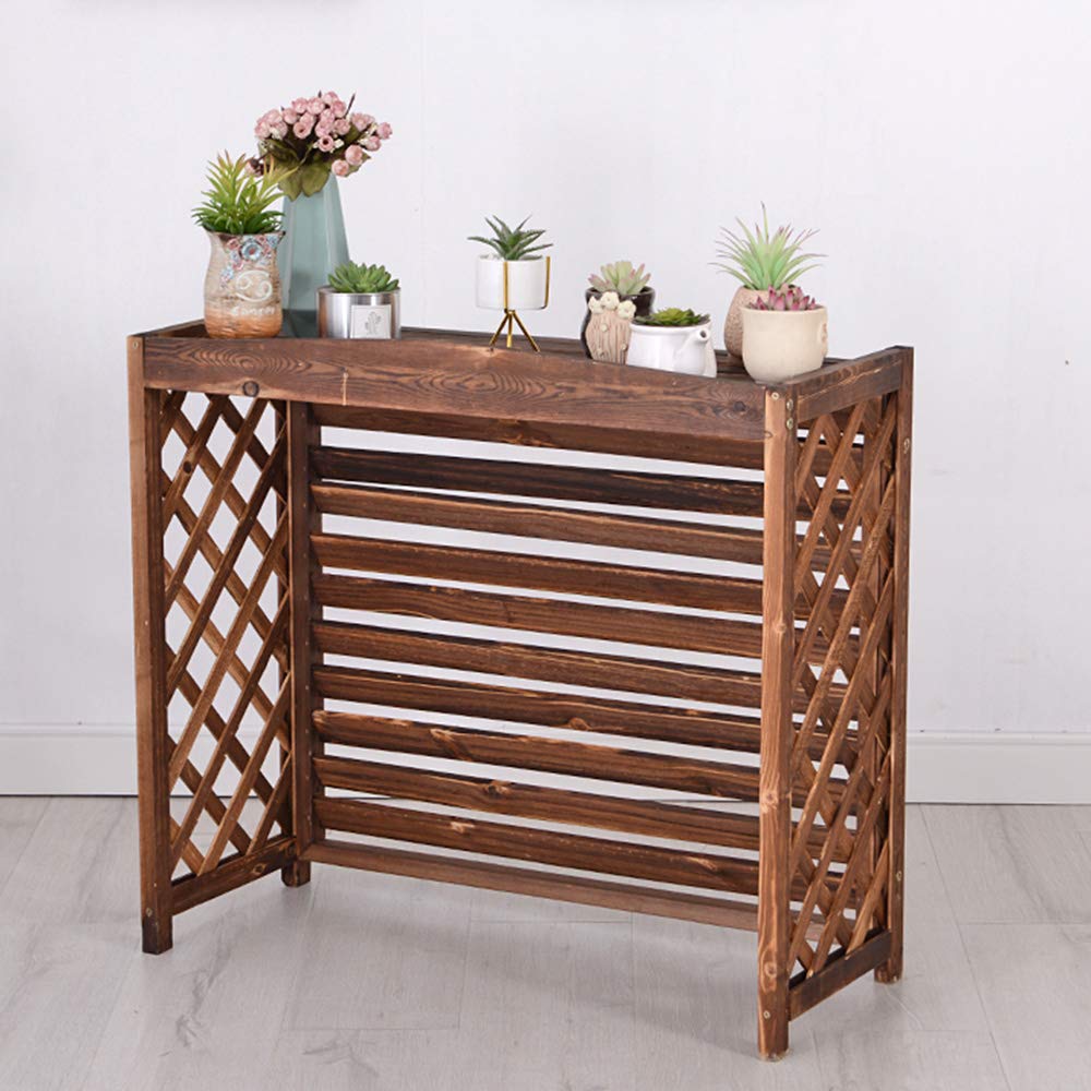 Wooden Flower Stand & Display - Outdoor Air Conditioner Rack Frame, Decorative Radiator Cover & Plant Pot Holder - Perfect for Garden, Patio, and Home Decor