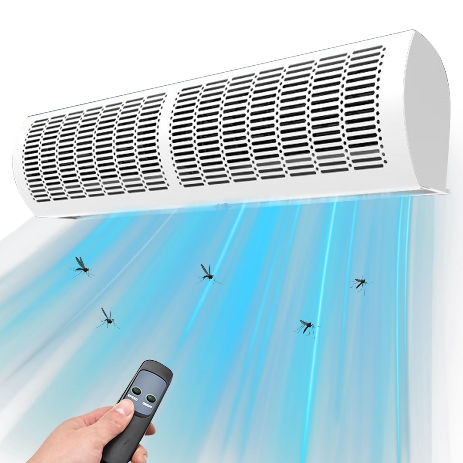 36/48/60 Inch Commercial Air Curtain Blower - Aluminum Alloy Fly Fan with Remote Control, 110V for Doors - Keep Flies & Insects Out - Perfect for Restaurants, Stores & Warehouses