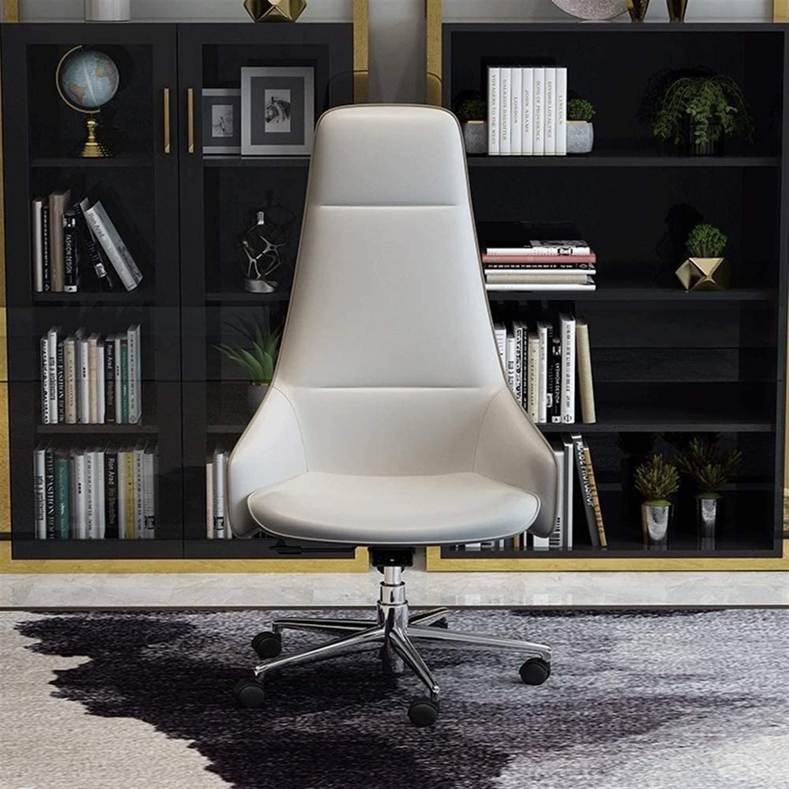 Ergonomic Office Chair - Adjustable Height Swivel Computer Desk Chair with PU Leather Seat & Lifting Mechanism - Perfect for Home Office, Gaming & Workstations (Color: Dark Gray)