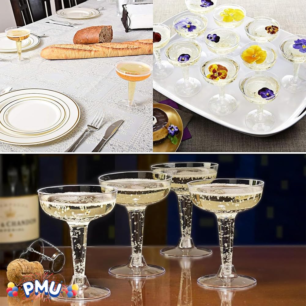 Premium PMU Champagne Glasses 4 oz Set of 2 - Bulk 40 Pieces (6 Packages) - Perfect for Weddings, Parties & Special Events