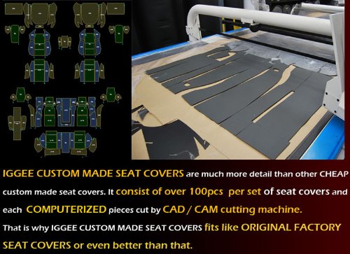 Iggee Black Artificial Leather Custom Fit Front Seat Cover for 2010-2015 Chevy Camaro | Premium Car Seat Protector | Perfect for Daily Commute, Road Trips & Car Shows