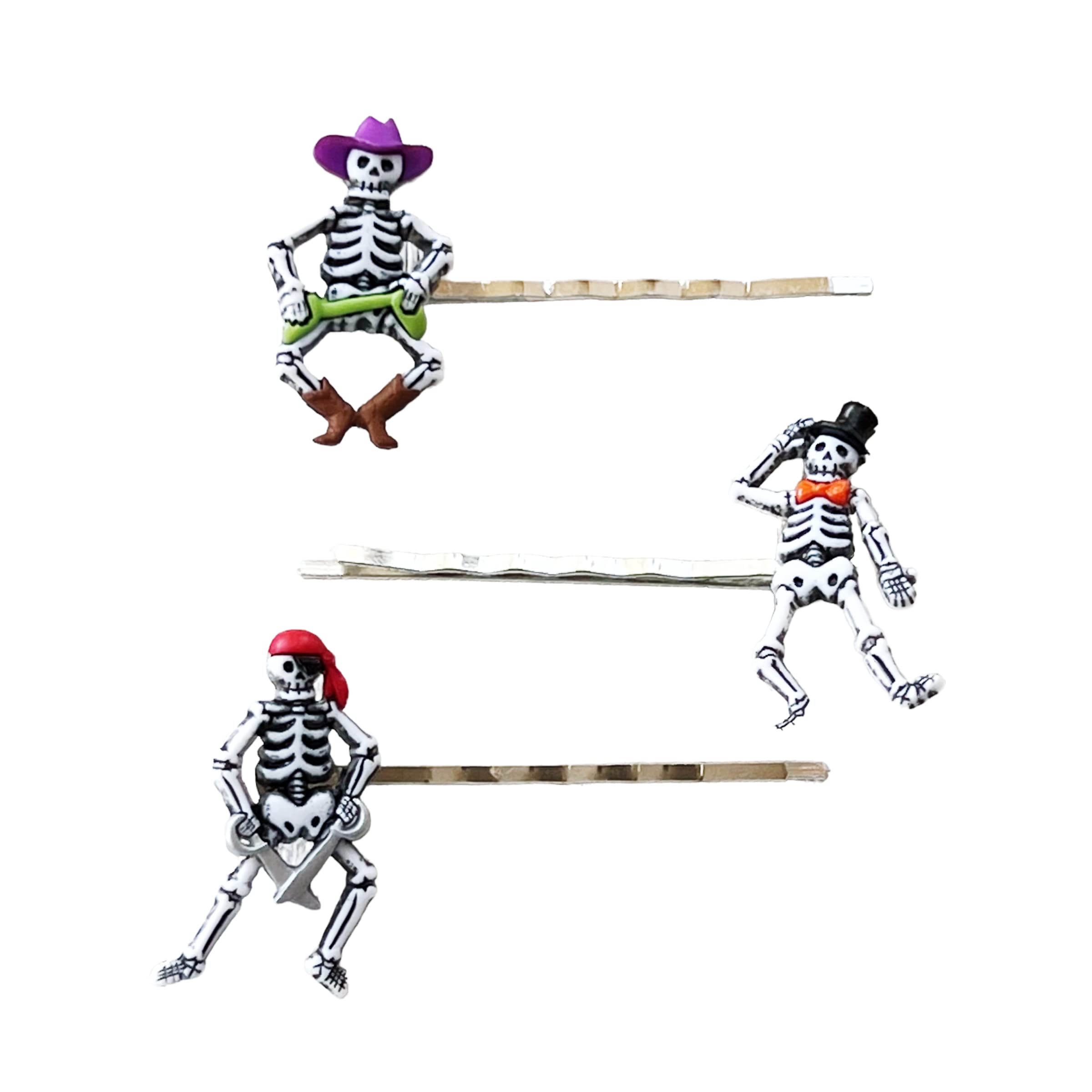 Fun Halloween Hair Clips - Dancing Skeleton Bobby Pins for Women & Costumes