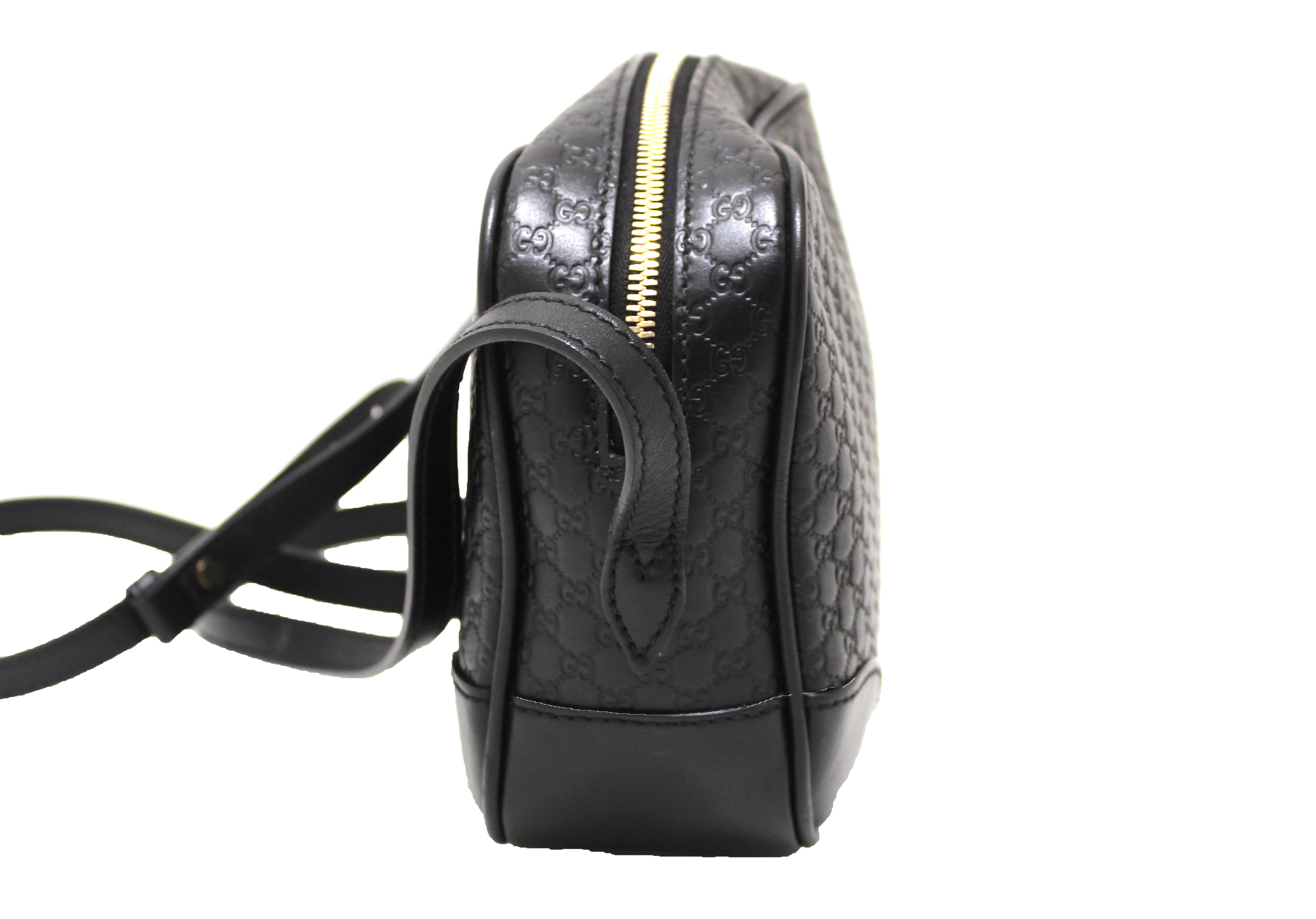 Authentic Black Gucci GG MicroGuccissima Leather Crossbody Bag for Women - Luxury Designer Shoulder Purse for Date Night, Party & Everyday Use