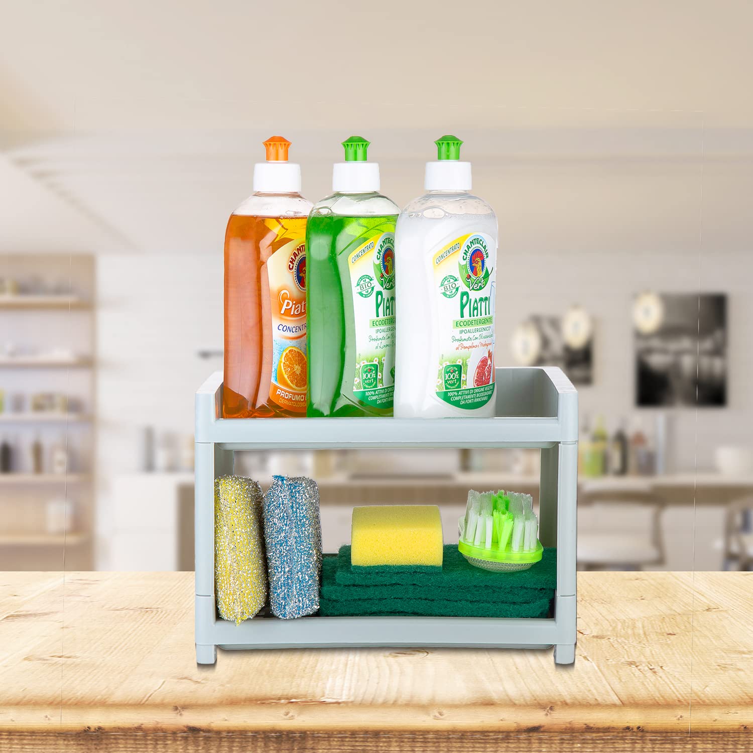2-Tier Bathroom Organizer Countertop - Multi-Function Kitchen Cabinet Storage & Desk Organizer for Kitchen, Bathroom, Study & Office - Perfect for Small Space Organization & Clutter-Free Countertops