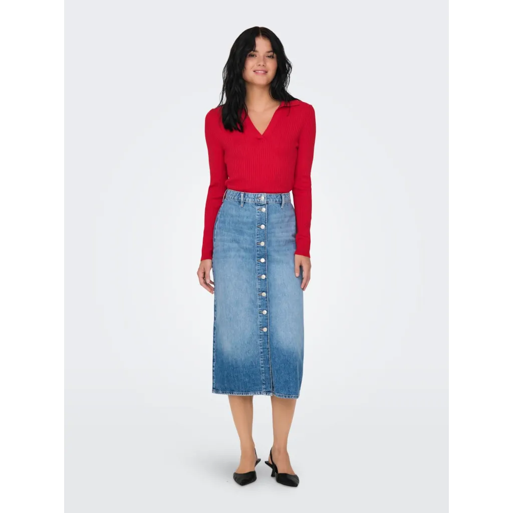 Vero Moda Kaya Polo Knit Shirt for Women - Red & Black Colors | Casual & Office Wear | Perfect for Work, Dates & Everyday Outfits