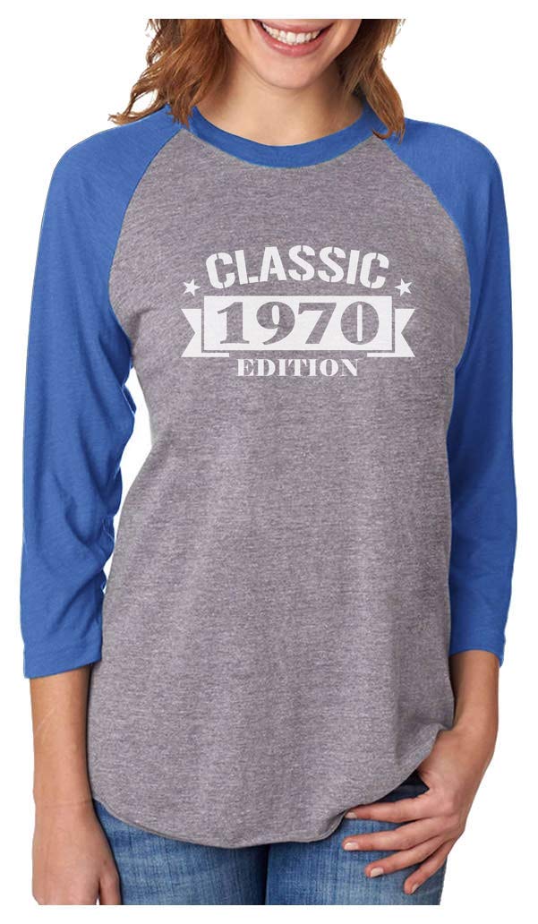 Tstars Vintage 1970s 50th Birthday Gift for Women - 3/4 Sleeve Raglan T-Shirt | Perfect for Birthday Parties, Retro Themed Events & Casual Wear