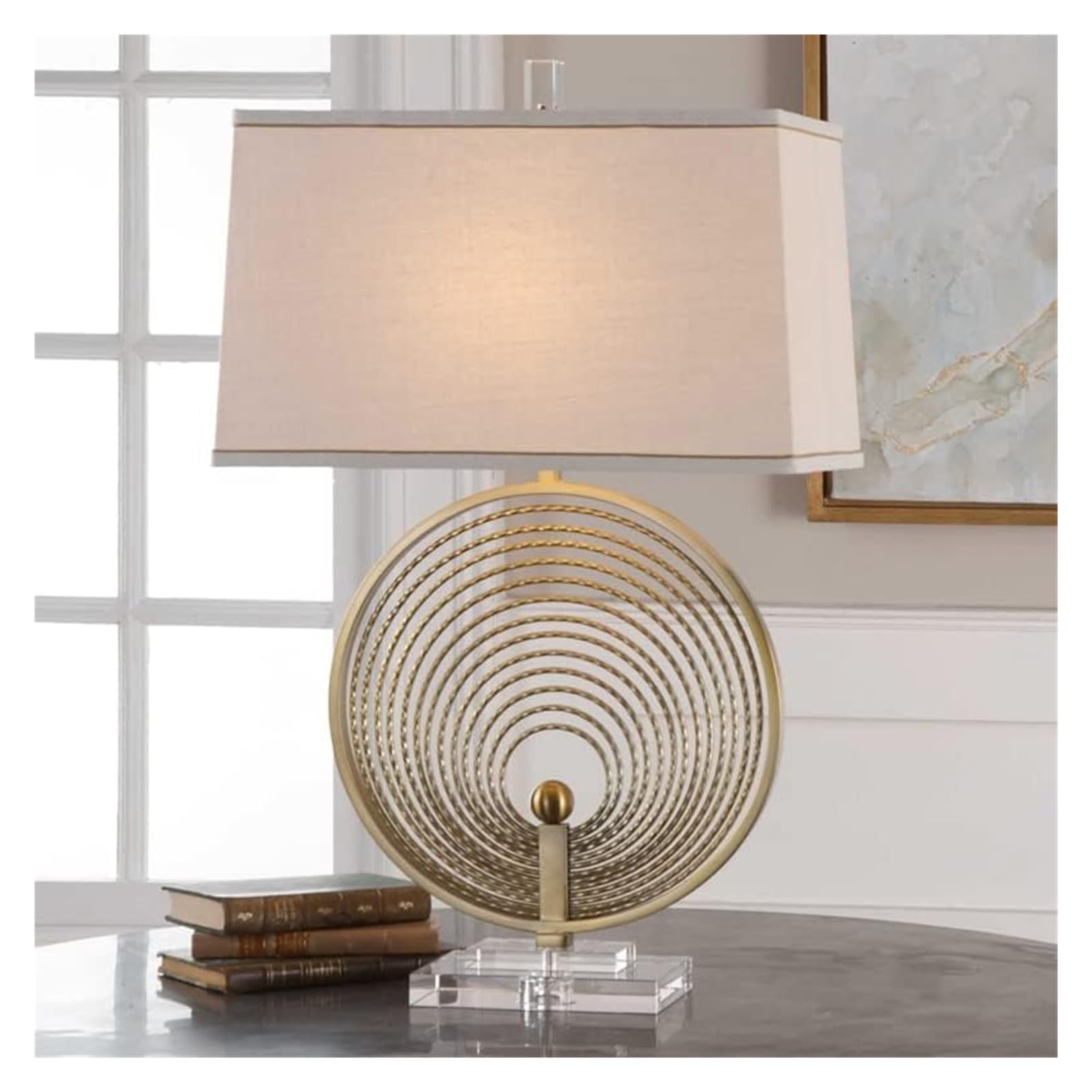 BytheM Crystal Table Lamp - Modern Metal Bedside Lamp for Bedroom, Nightstand & Desk - Elegant Decorative Lighting for Home, Office & Dorm Room