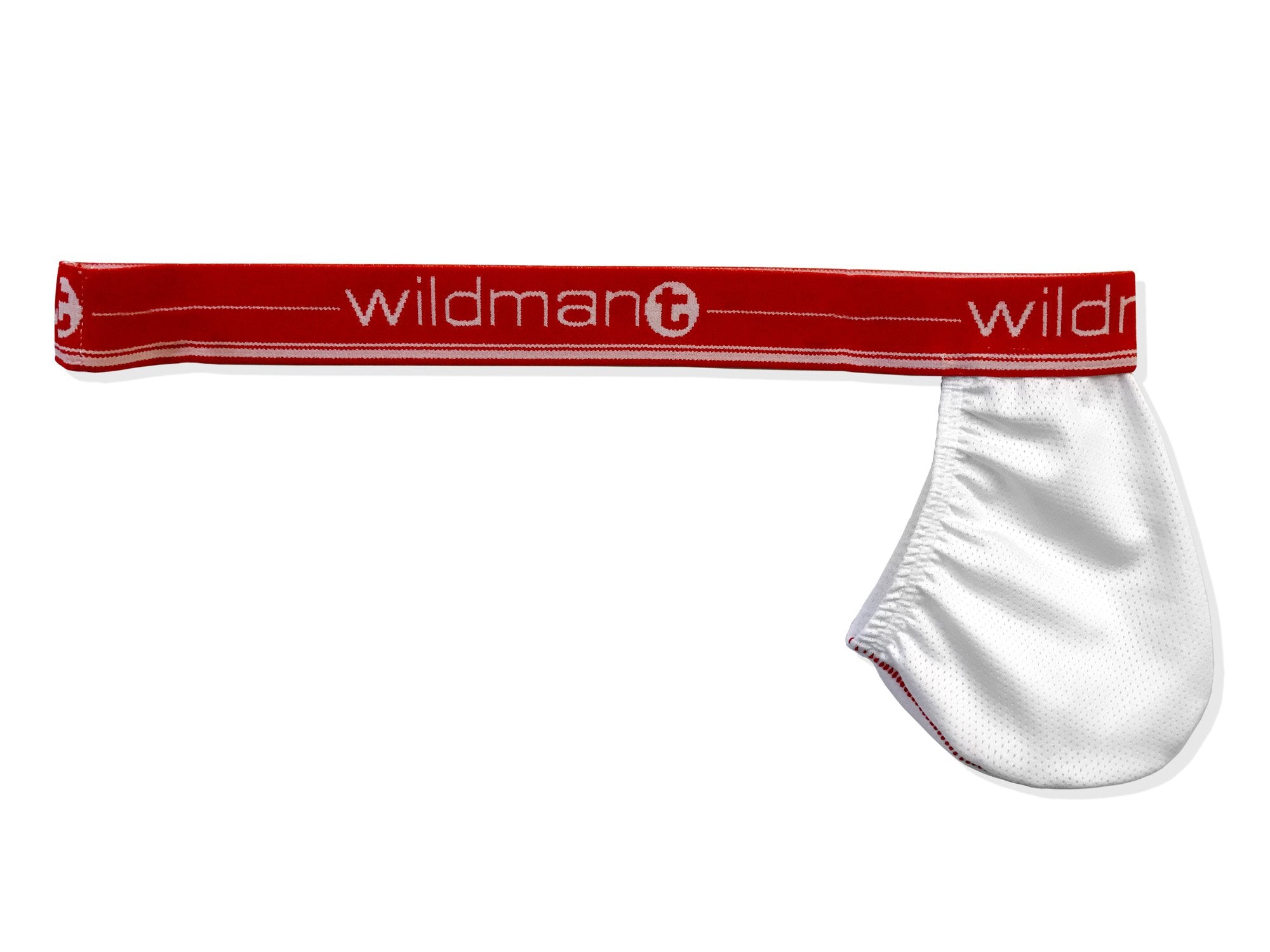 Wildmant Big Boy Strapless Pouch - White Mesh with Red Band - Secure & Comfortable Waist Pouch for Running, Travel & Outdoor Activities