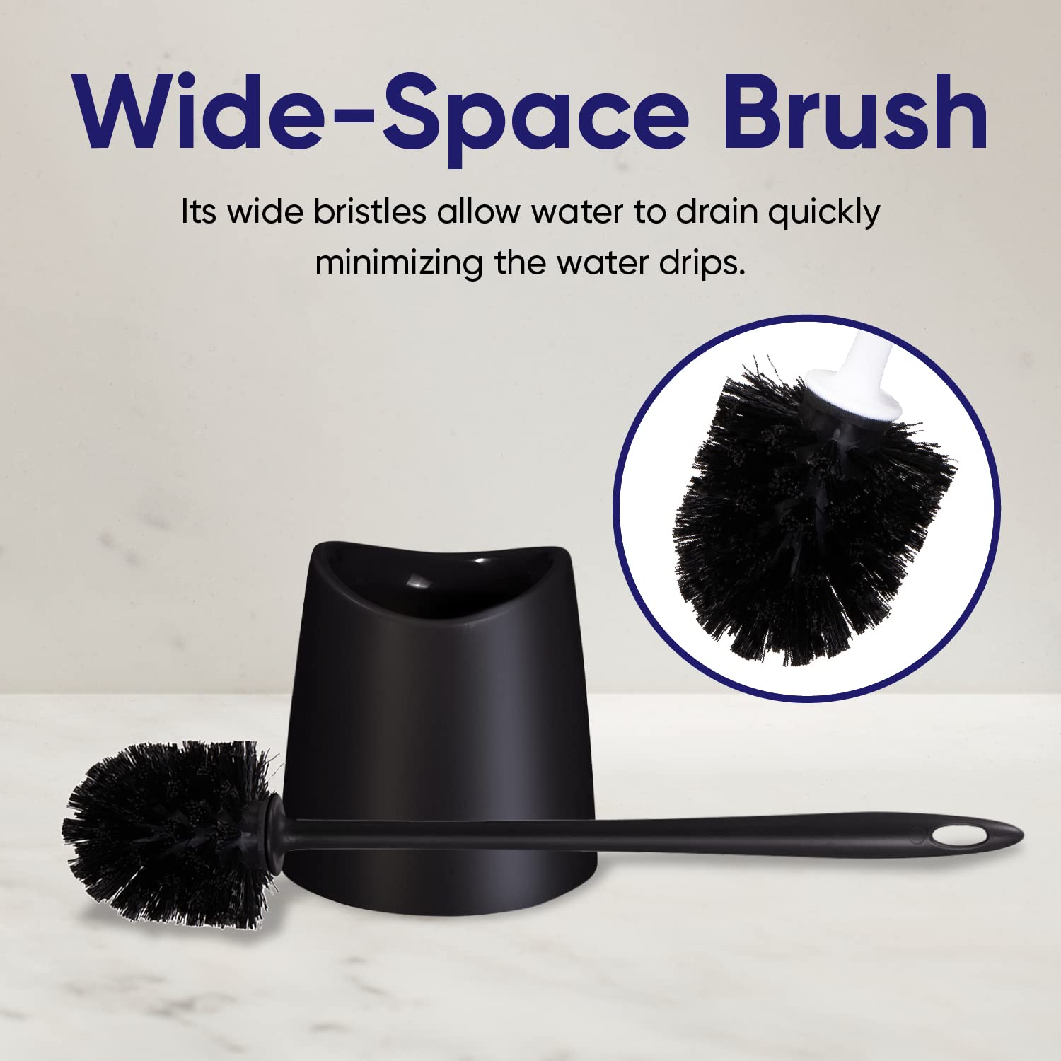 Black Toilet Brush and Holder Set with Scrubbing Wand - Bathroom Cleaning Brush with Storage Caddy for Easy Toilet Bowl Cleaning | Ideal for Home, Apartment & RV Bathrooms