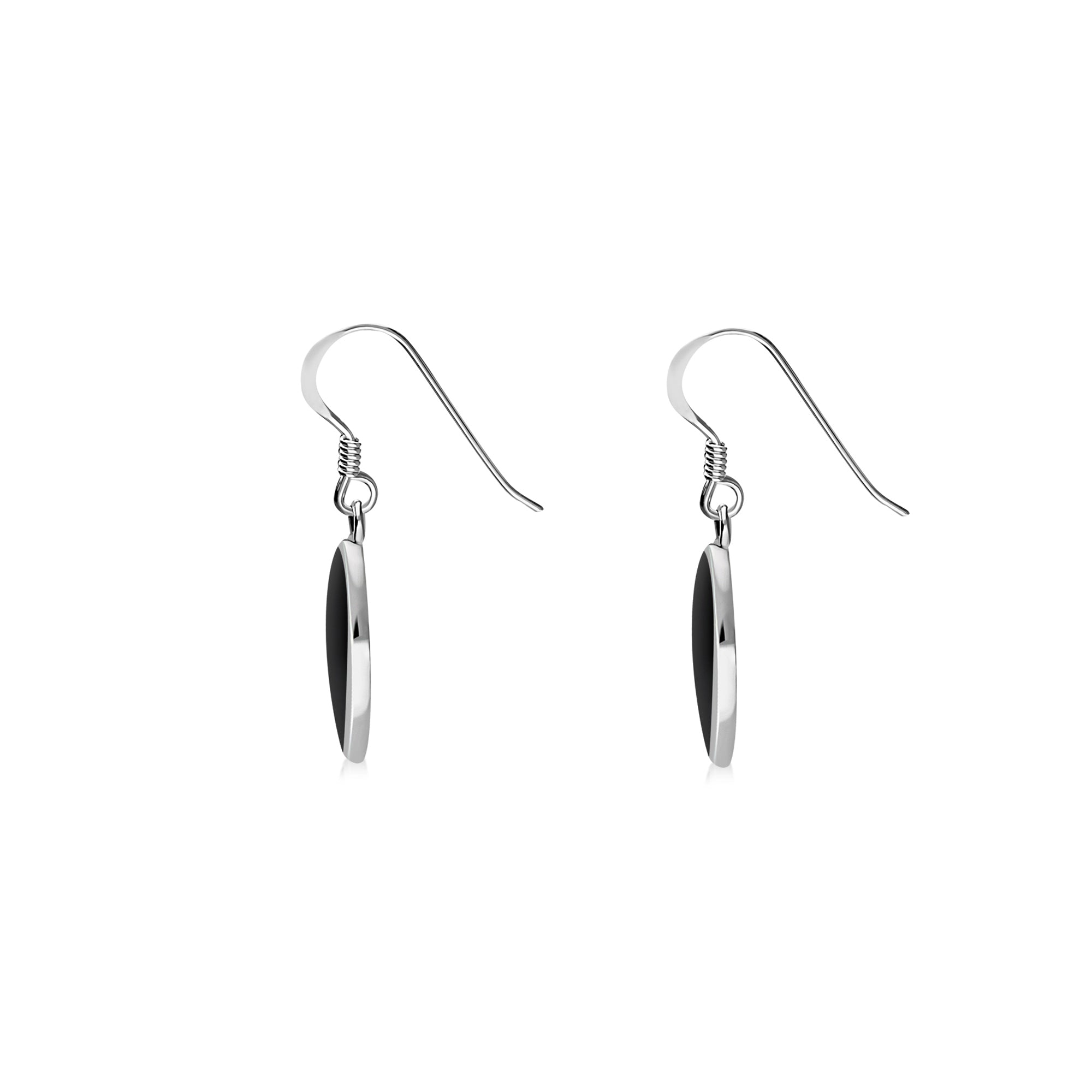 Sterling Silver Whitby Jet Inverted Pear Drop Earrings - Elegant Dangle Earrings for Women, Gothic Jewelry Gift - Perfect for Weddings, Parties & Evening Events