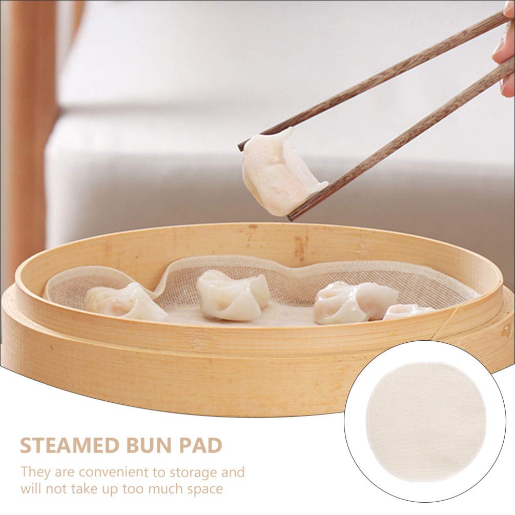 10-Piece Bamboo Steamer Liners Set - Reusable Steamer Cloth Pads for Dumplings, Buns & Bao - Perfect for Dim Sum, Asian Cooking & Healthy Meal Prep