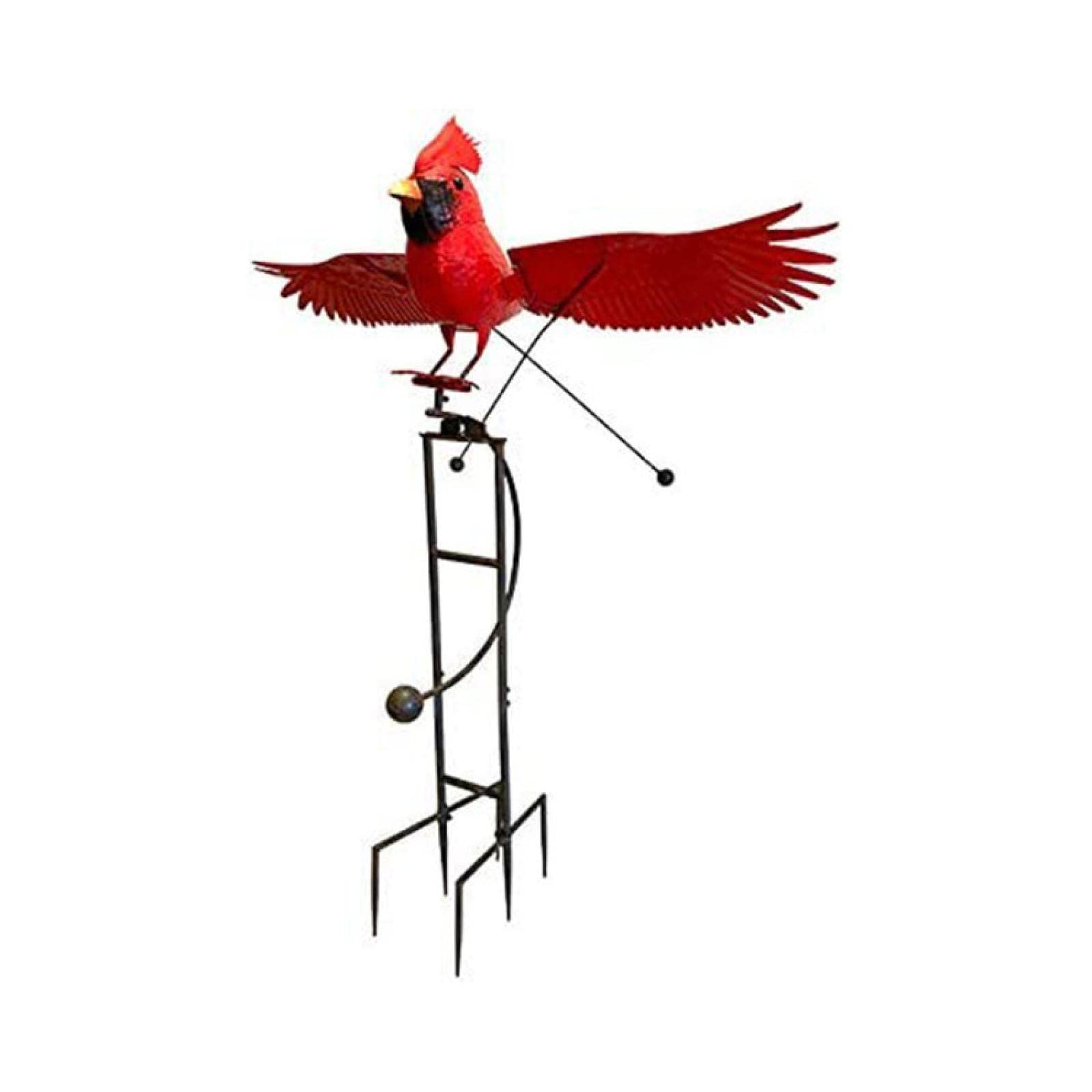 Outdoor Metal Red Bird Windmill - Creative Garden Art Sculpture & Decorative Ornament for Lawn, Yard, and Patio | Rust-Proof Weather-Resistant Design | Perfect for Backyard, Farmhouse, and Cottage Gardens