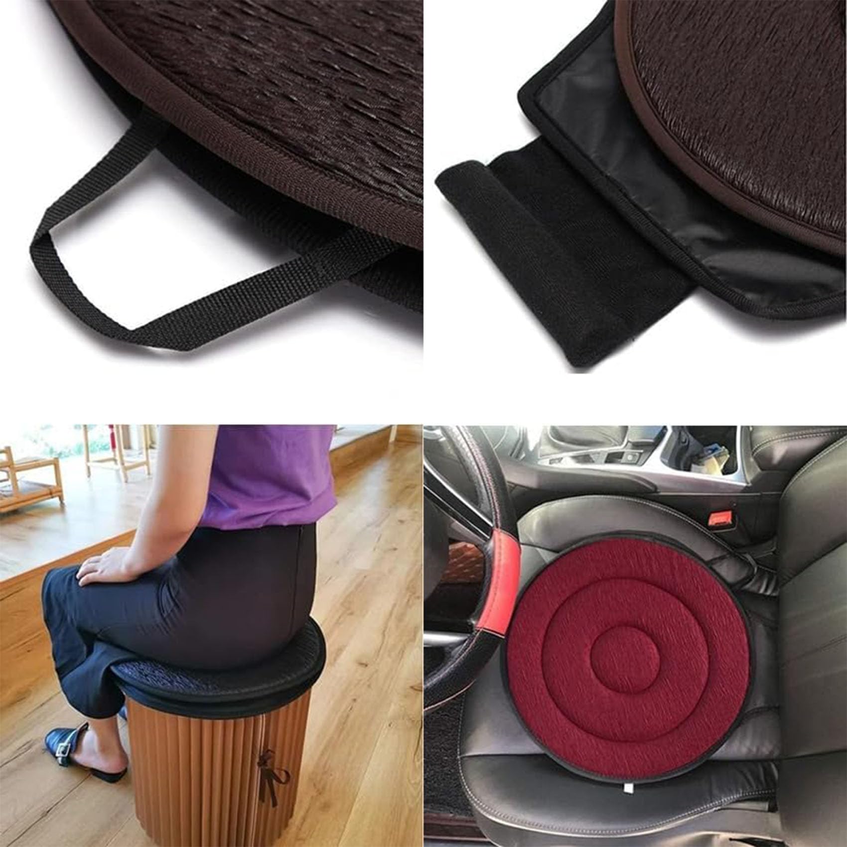 360° Rotating Car Seat Cushion for Elderly & Adults - Swivel Cushion with Non-Slip Base for Cars, Office Chairs & Home Use - Comfort Support for Driving, Working & Relaxing (Black) ASJD32