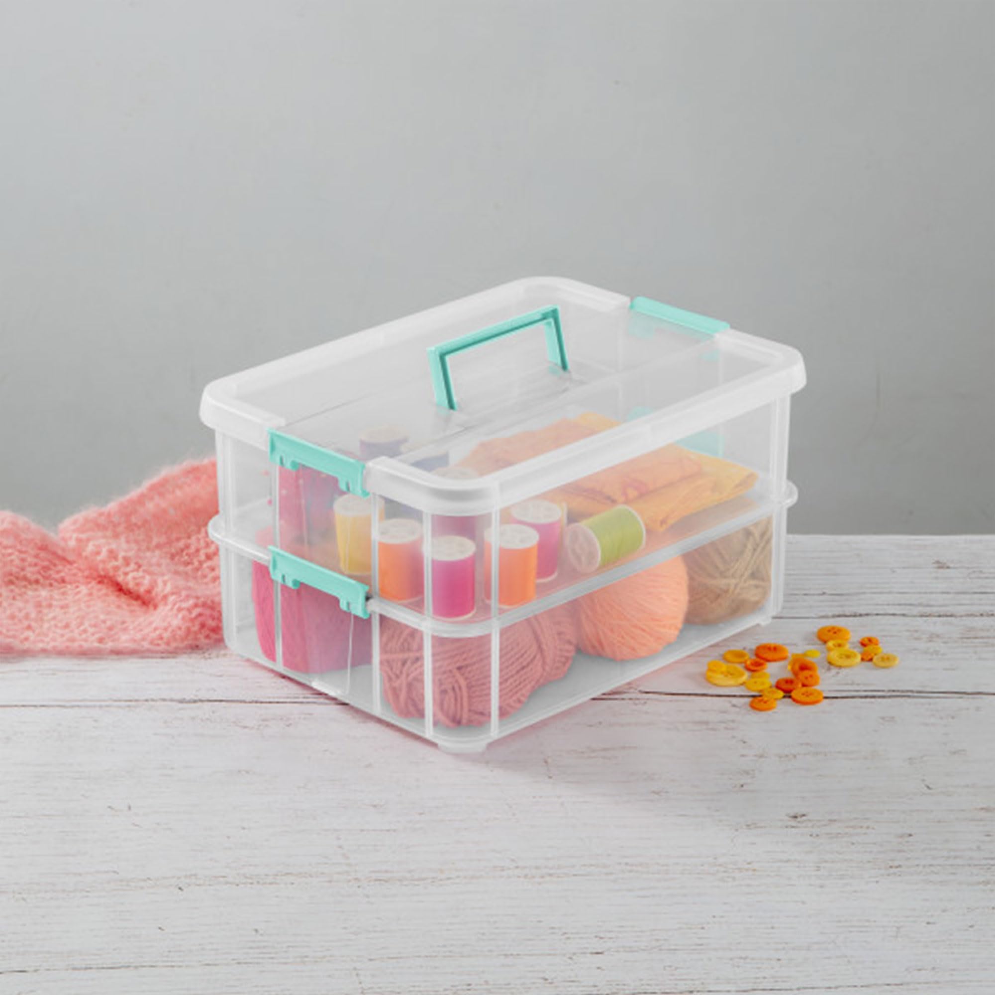 Sterilite 16-Pack Clear Stackable Storage Bins with Latching Lids - 2-Layer Organizer for Home, Office & Closet - Perfect for Organizing Toys, Clothes & Supplies