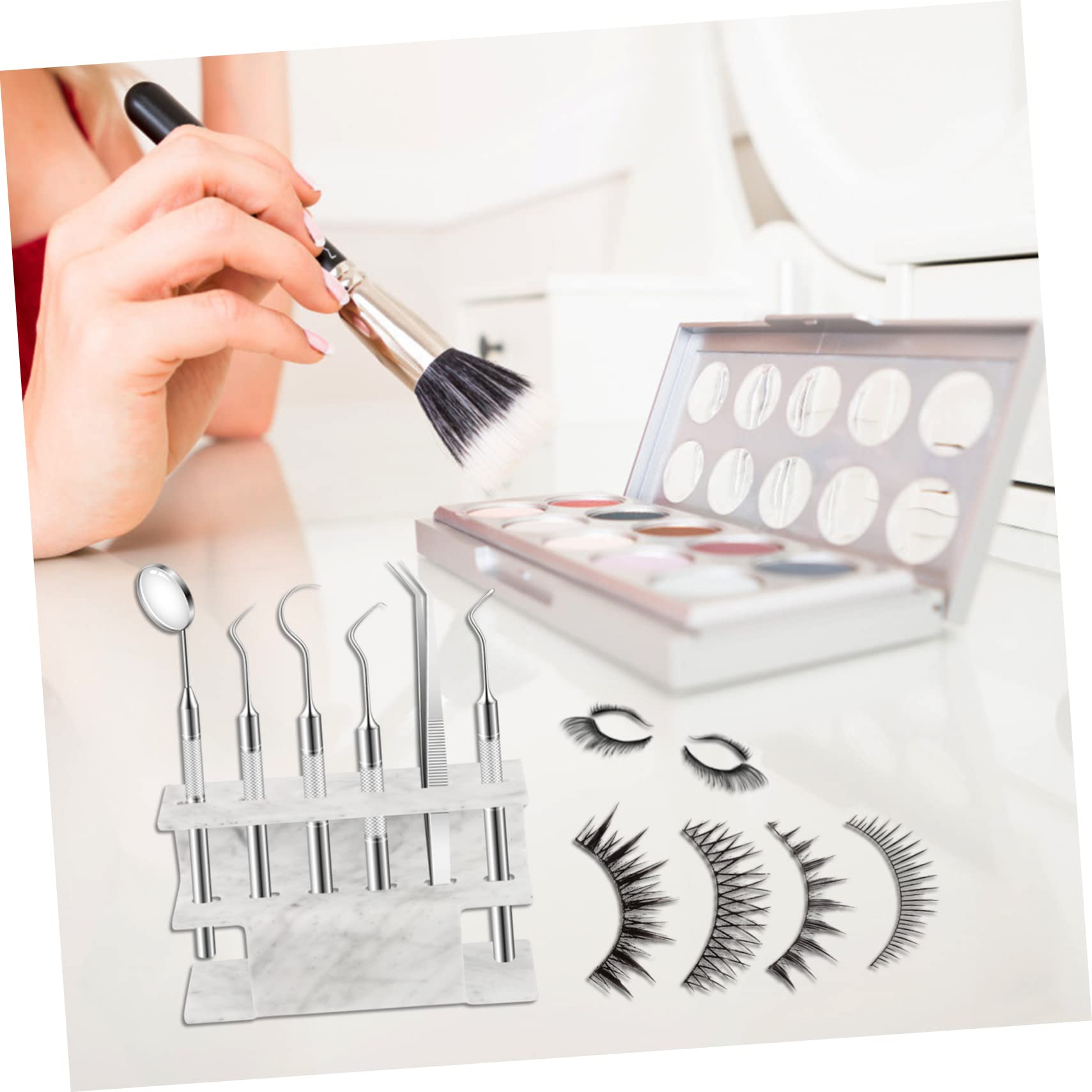 6-Piece Eyelash Extension Tweezers Holder Display Rack - Durable Plastic Organizer for Lash Salons & Professionals - Perfect for Tweezers Storage and Salon Countertop Organization