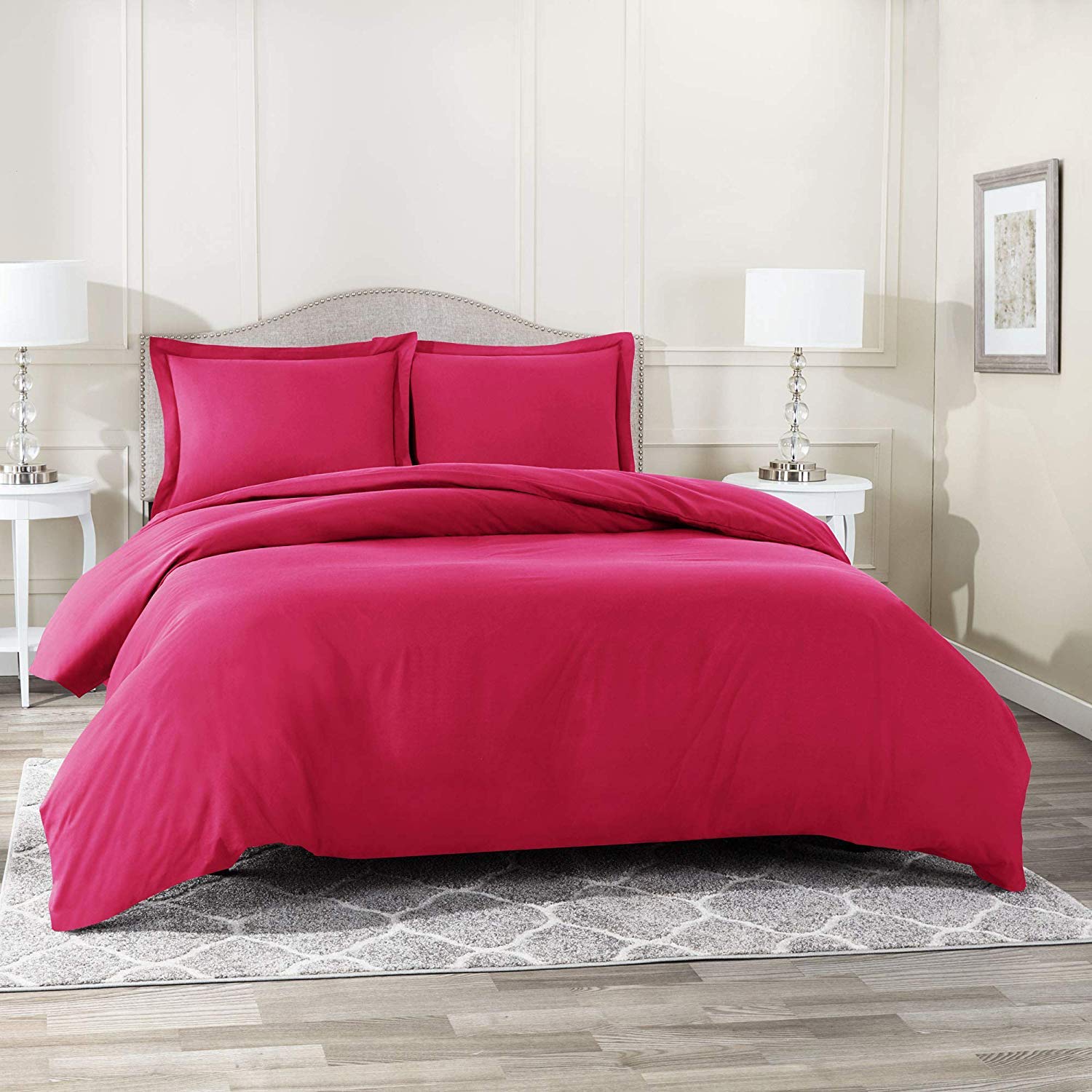 Premium 500 GSM Organic Cotton Duvet Cover & Comforter Set - 600 Thread Count, Twin Size, Hot Pink - Soft & Breathable Bedding for Cozy Nights - Perfect for Guest Rooms, Dorms & Kids' Bedrooms