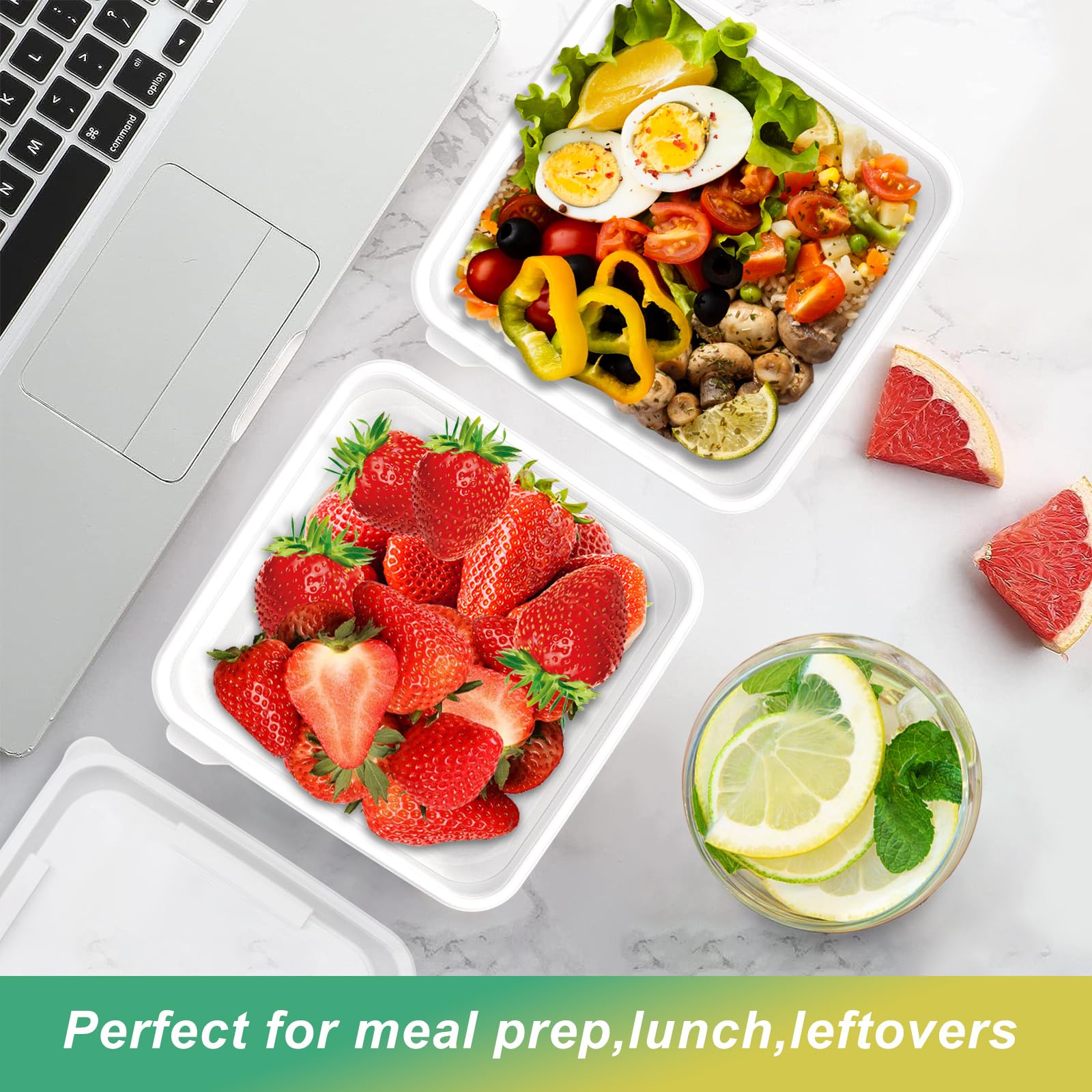 15-Pack 22oz BPA-Free Plastic Food Storage Containers with Lids - Reusable Freezer, Meal Prep & Lunch Containers for Salad, Deli & Bento Box - Perfect for Meal Prepping, Leftovers & Office Lunches