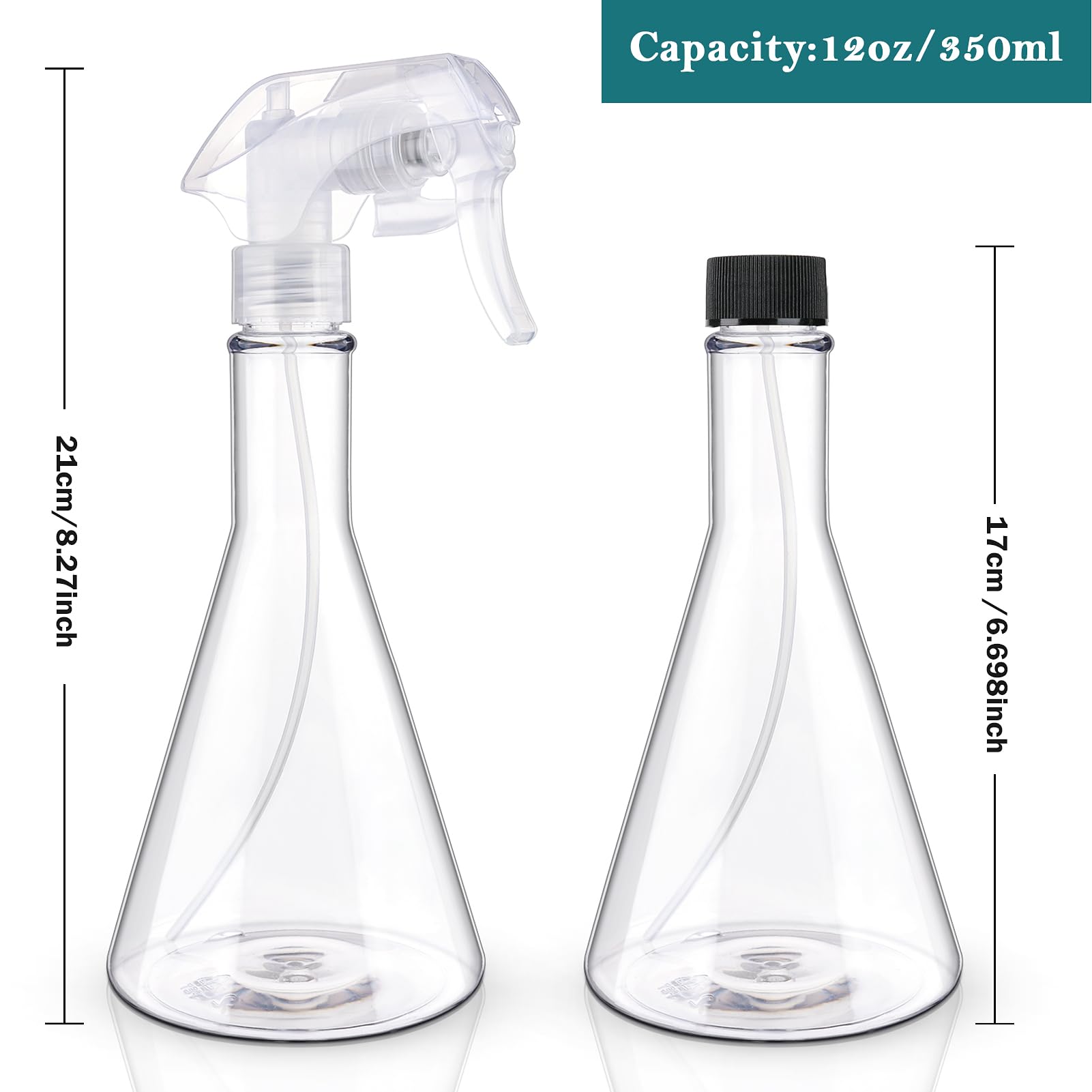 10.5oz/300ml Heavy Duty Plastic Spray Bottles (2 Pack) - Empty Mist Water Bottles for Cleaning Solutions, Plants, Pets, Essential Oils, Hair & Cooking | Perfect for Home Cleaning, Gardening, Pet Care & DIY Projects