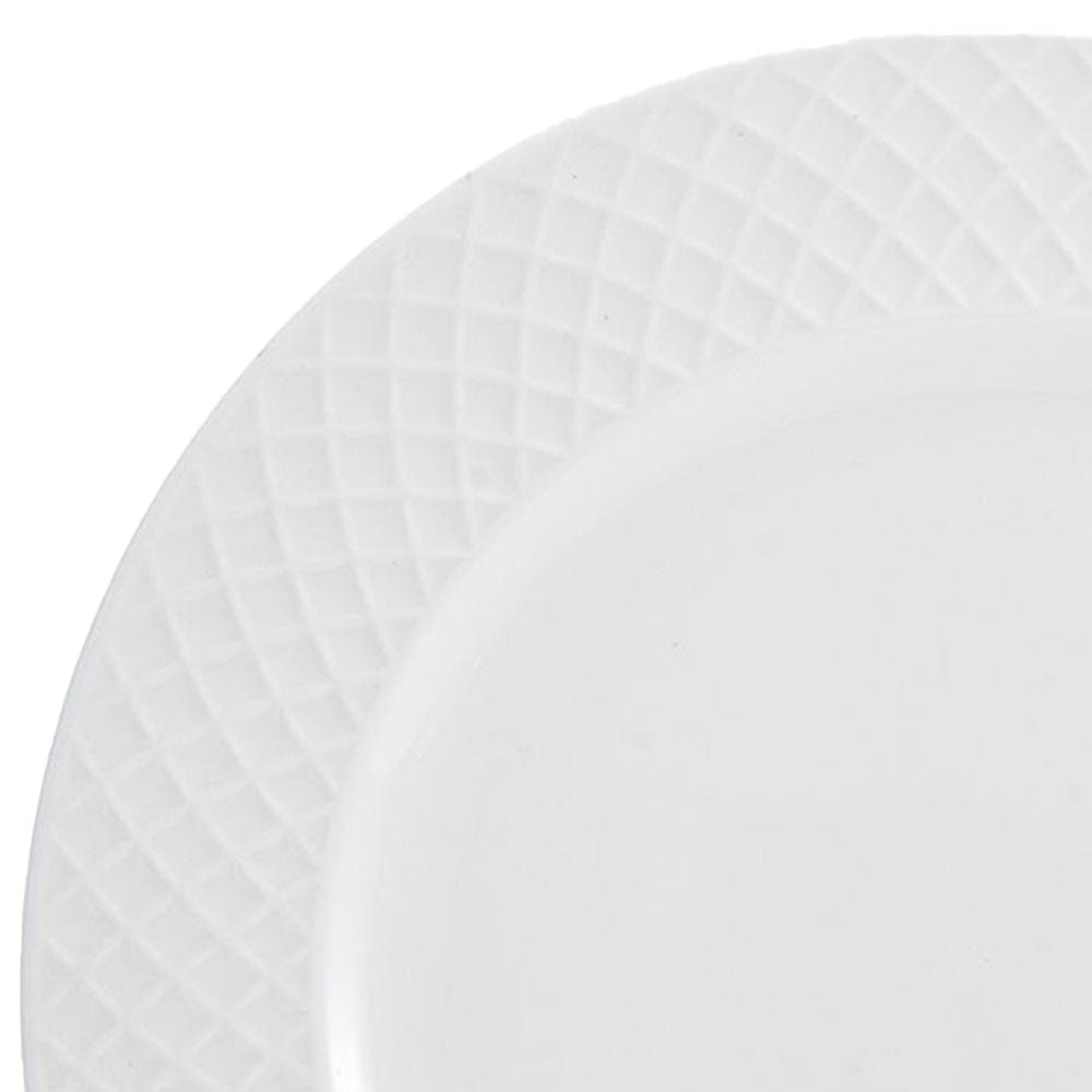 Premium Trellis White Porcelain Dinner Plates - Set of 4 - Elegant Dinnerware for Formal Dining, Wedding Registry & Home Decor