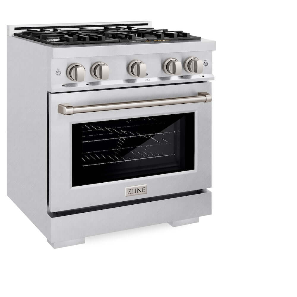 ZLINE 30 Inch 4.2 Cu Ft Gas Range with 4 Burner Cooktop & Convection Oven - Satin Stainless Steel (HGRS 30) | Professional Kitchen Appliance for Home Chefs & Cooking Enthusiasts