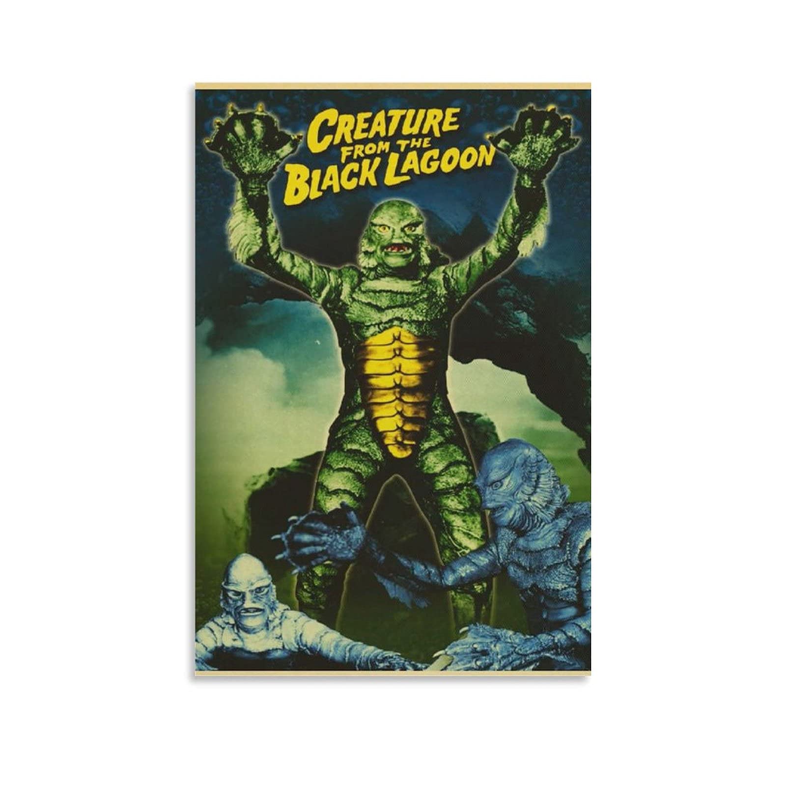 Vintage Creature from The Black Lagoon Movie Poster - 20x30 Inch (50x75cm) Canvas Wall Art for Living Room, Bedroom & Home Theater Decor - Perfect for Horror Film Fans & Classic Sci-Fi Movie Lovers