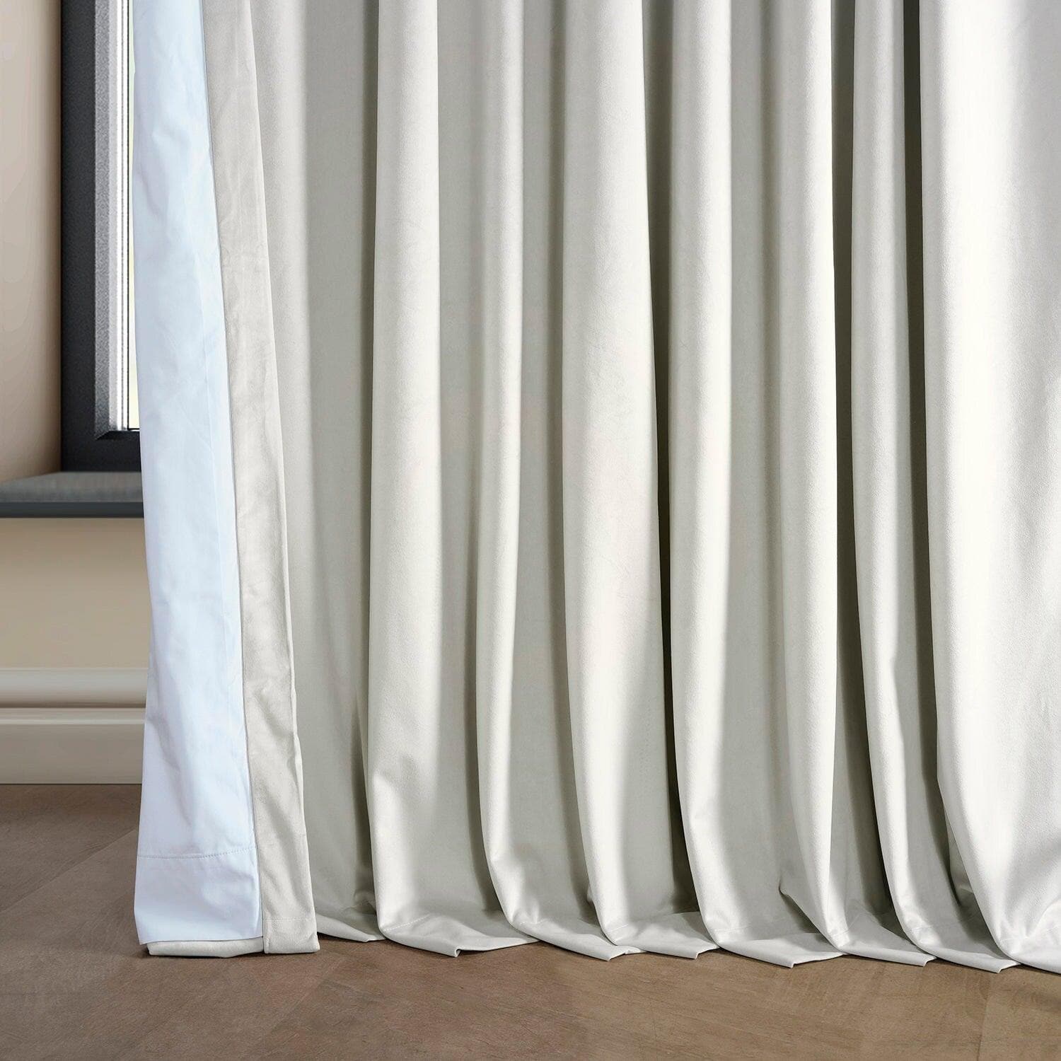Misty White Extra Wide Signature Plush Velvet Blackout Curtains for Bedroom & Living Room - Noise Reducing Thermal Insulated Drapes for Hotels, Home Theater, and Nursery