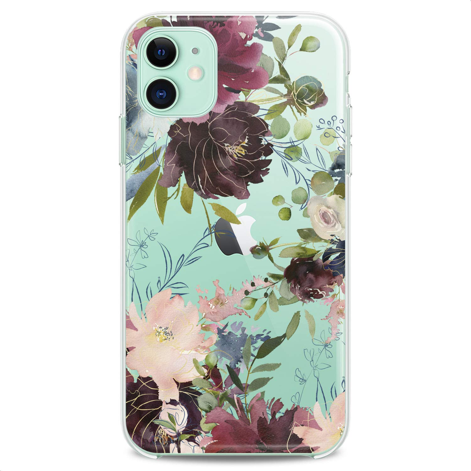Premium TPU Phone Case for iPhone 16/15/14/13/12/11 Pro Max/Plus/Mini/XS/XR/X/8/7/6/5/SE - Slim Flexible Silicone Cover with Elegant Peony Floral Design & Leaf Patterns - Cute Kawaii Style Protective Case for Women & Girls - Perfect for Daily Use, Work & Outdoor Activities