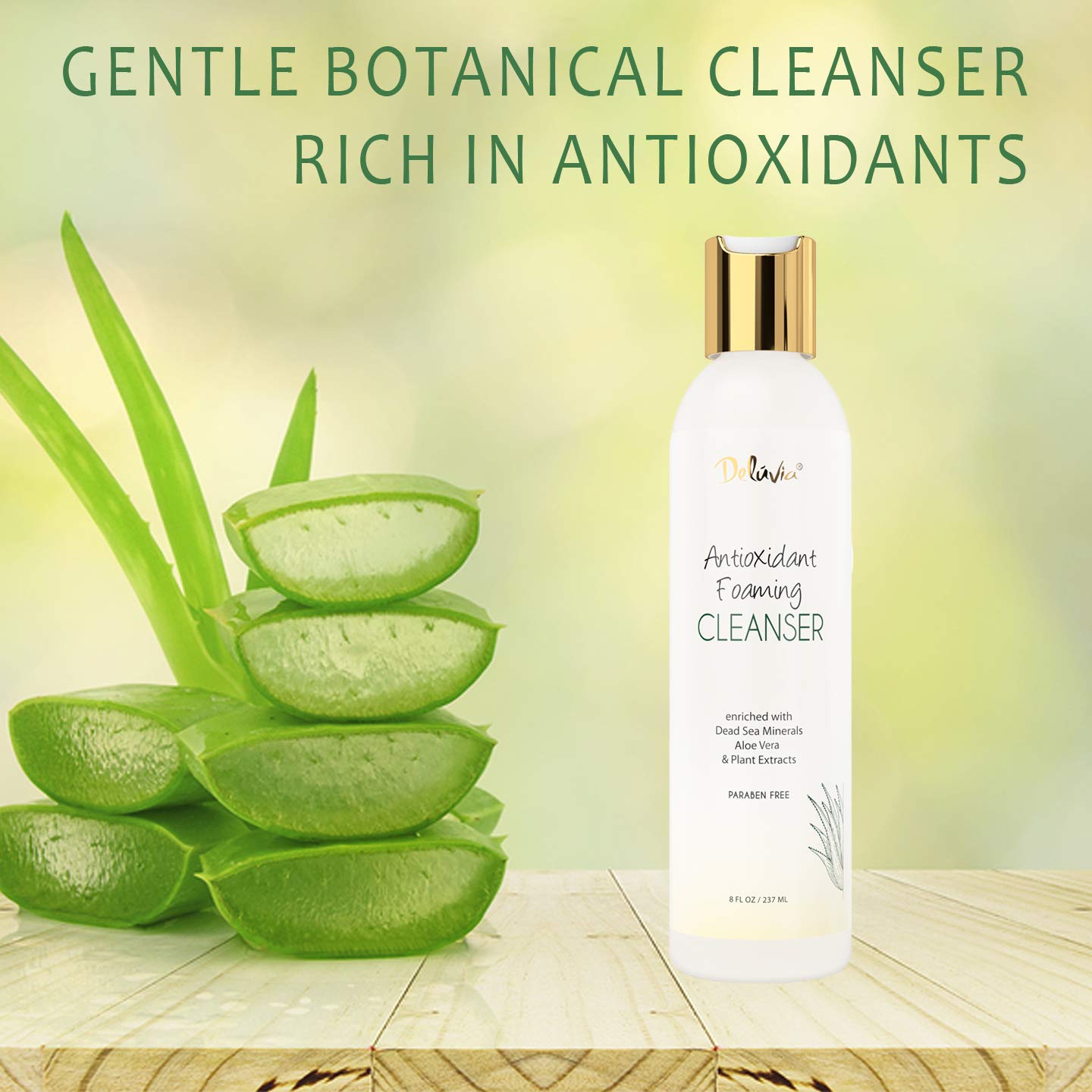 Deluvia Antioxidant Foaming Daily Facial Cleanser - Hydrating Gentle Face Wash for Sensitive & Dry Skin | Moisturizing Cleanser for Women, Men, Teens & Kids (8 fl oz) | Perfect for Morning & Night Skincare Routine, Travel-Friendly Size