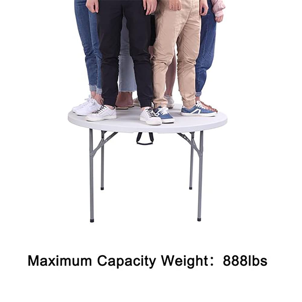 AceX 48 Inch Round Folding Table with Chairs - Heavy Duty 881.85Lb Capacity, Fold-in-Half Design with Carrying Handle & 4 Steel Feet - Perfect for Backyard, Garden, Beach, Picnic, Party, Camping & Outdoor Events