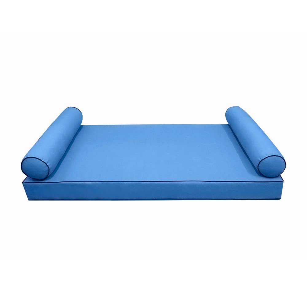 **Prolinemax Style5 3-Piece Crib Size Outdoor Daybed Set with Contrast Pipe Trim, Mattress Bolster Pillow & Fitted Slipcover (AD102) – Perfect for Patio, Poolside, or Garden Relaxation**