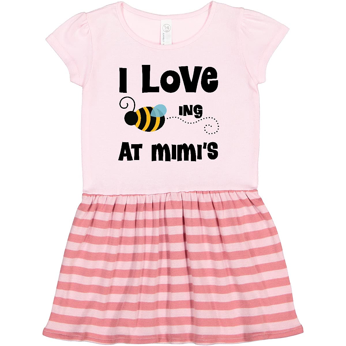 Inktastic Mimi's House Bee Toddler Dress - Adorable Floral Bee Print Cotton Dress for Baby Girls, Perfect for Playdates, Parties & Everyday Wear