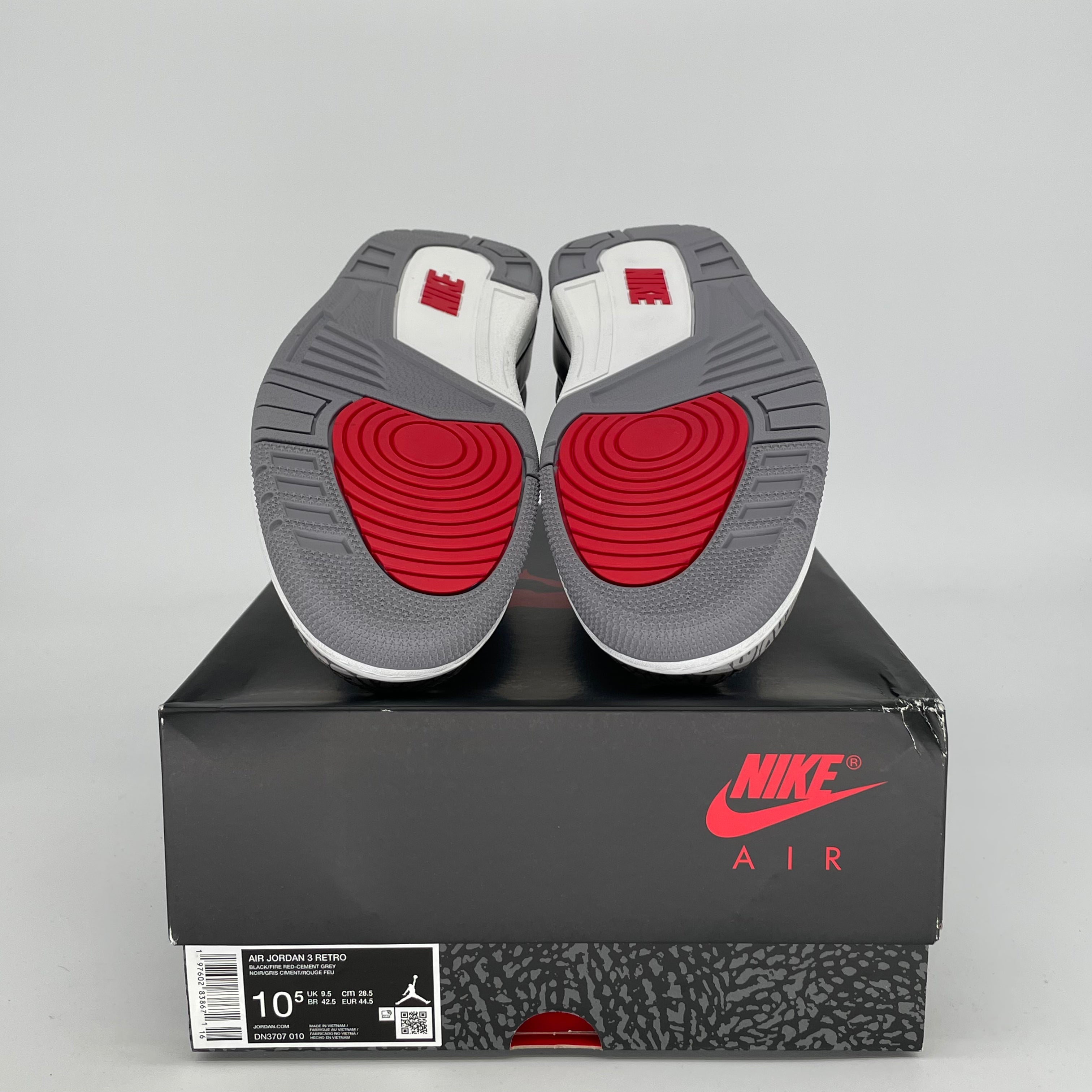 Original Air Jordan 3 Retro 'Black Cement' Men's Basketball Shoes Size 10.5/Women's 12 - DN3707-010 | Iconic Sneakers for Streetwear & Basketball Performance