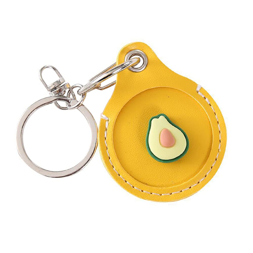 BONTOUJOUR Cute Avocado & Fruit-Themed PU Leather AirTag Case - Anti-Scratch Protective Cover with Keychain Ring - Compatible with Apple AirTag 2021 (Green & Blue) - Perfect for Keychains, Luggage Tracking & Pet Collars