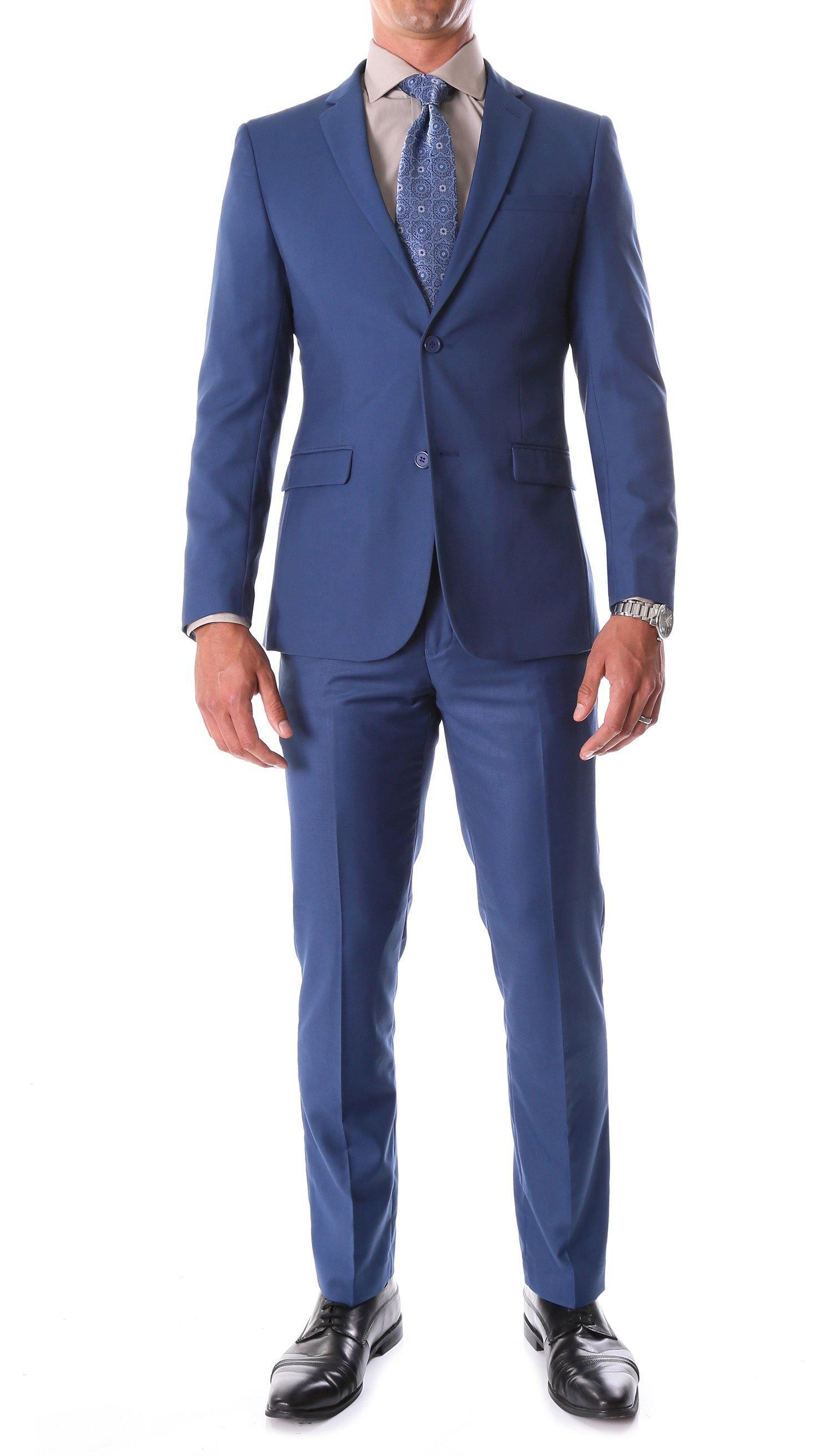 Oslo Collection Slim Fit 2-Piece Suit in Indigo Blue | Premium Men's Business Formal Wear for Office, Weddings & Special Occasions