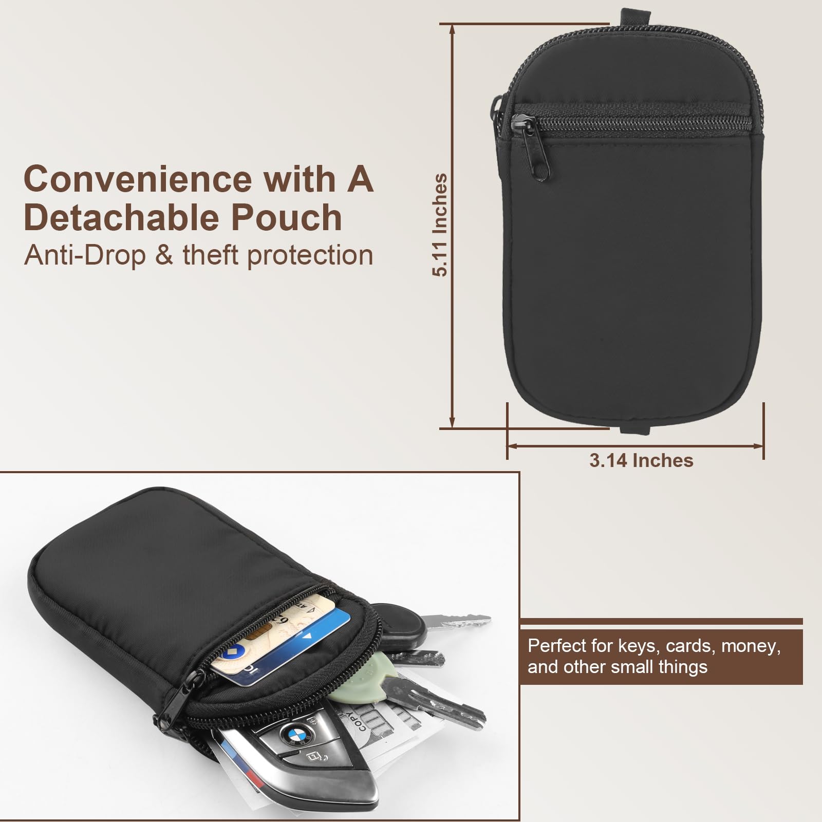 Adjustable Phone Lanyard Crossbody Strap with Wallet Holder - Universal Clip-On Wrist Strap for All Smartphones (Black) - Perfect for Travel, Shopping, Concerts & Outdoor Activities