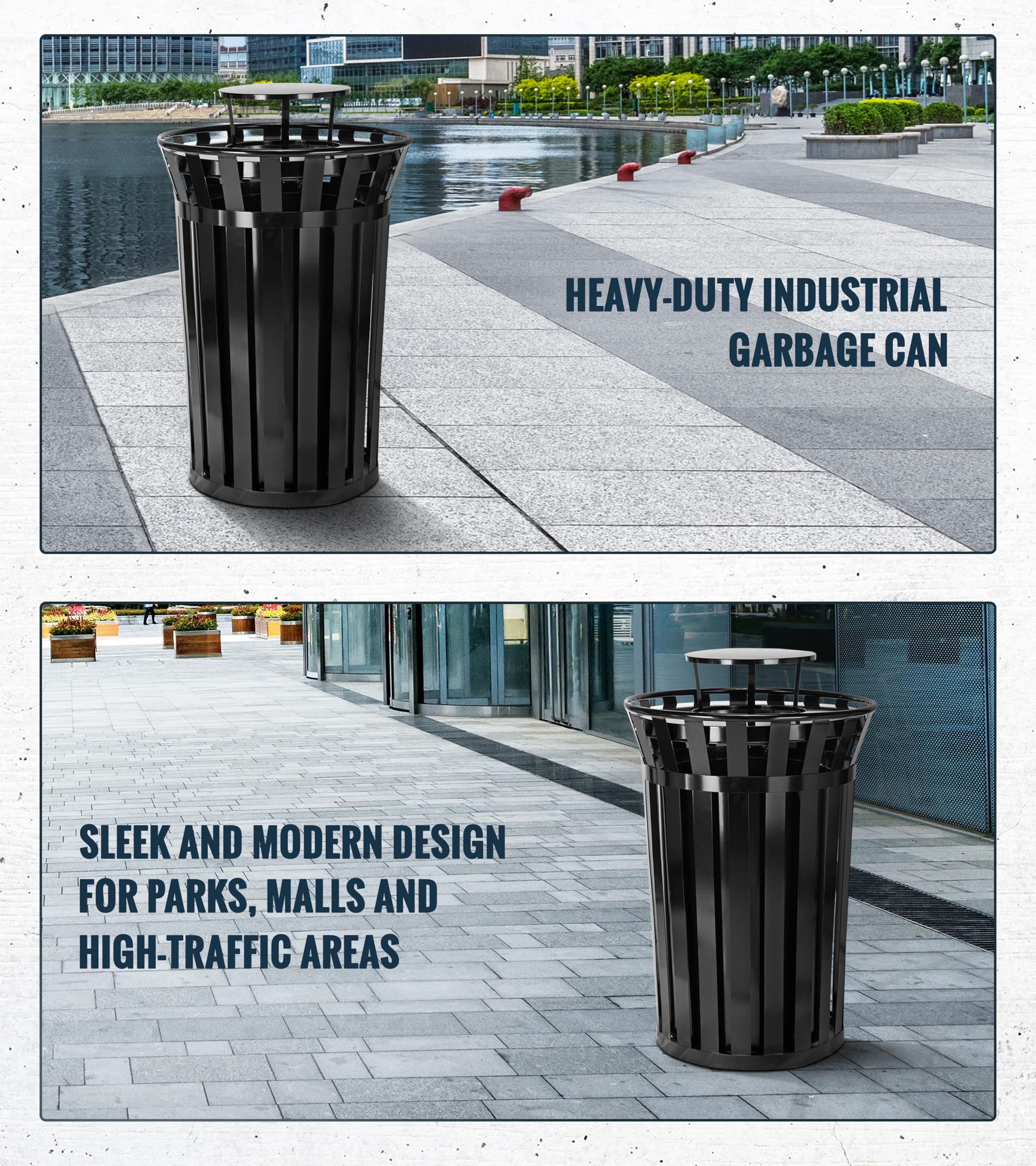 Alpine Commercial Outdoor Trash Can Lid - Durable Weatherproof Round Metal Garbage Can Cover for Rain Protection | Perfect for Parks, Restaurants & Outdoor Spaces
