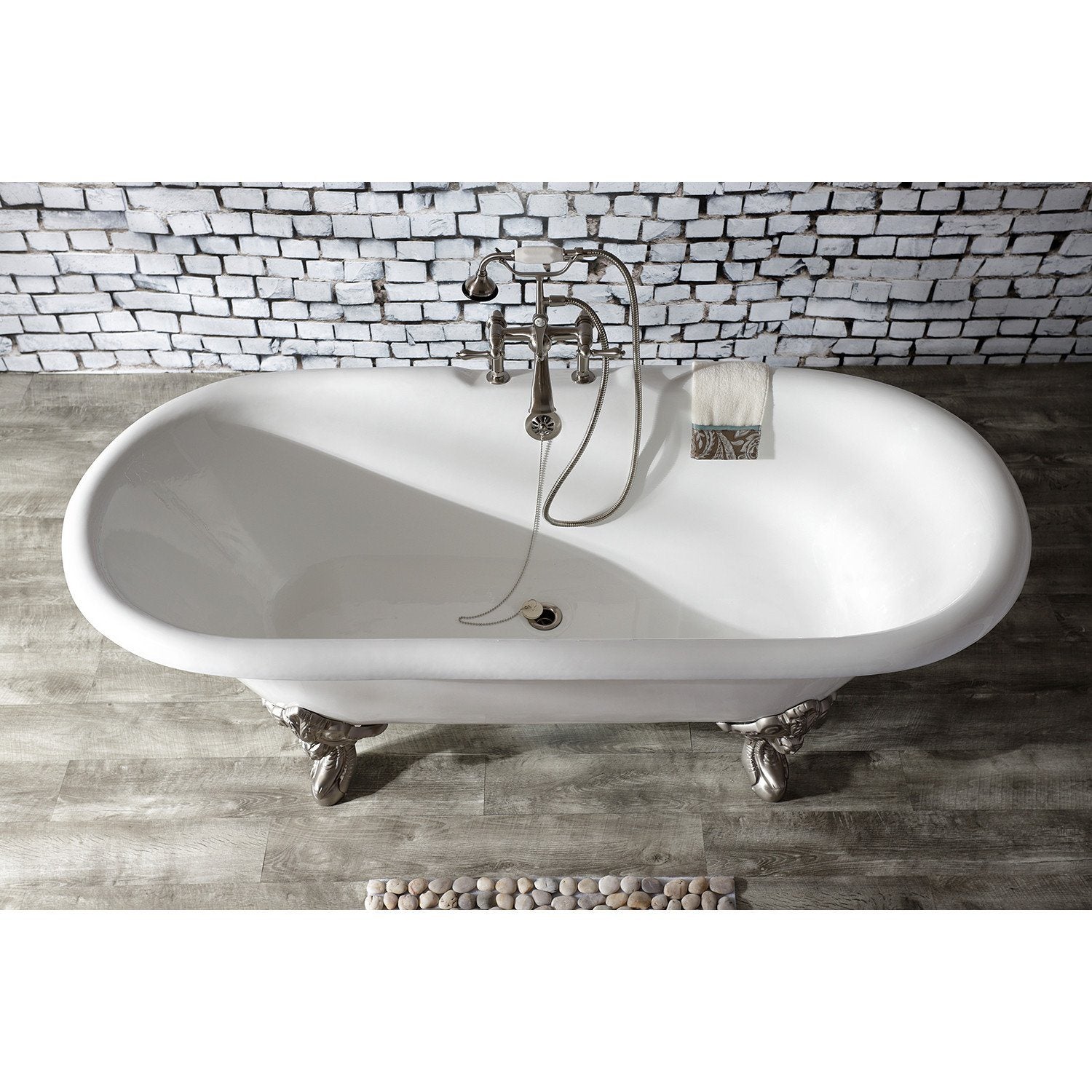 Vintage Clawfoot Tub Faucet with Hand Shower - 3-Handle 2-Hole Deck Mount Antique Brass Bathroom Faucet for Classic & Modern Bathrooms