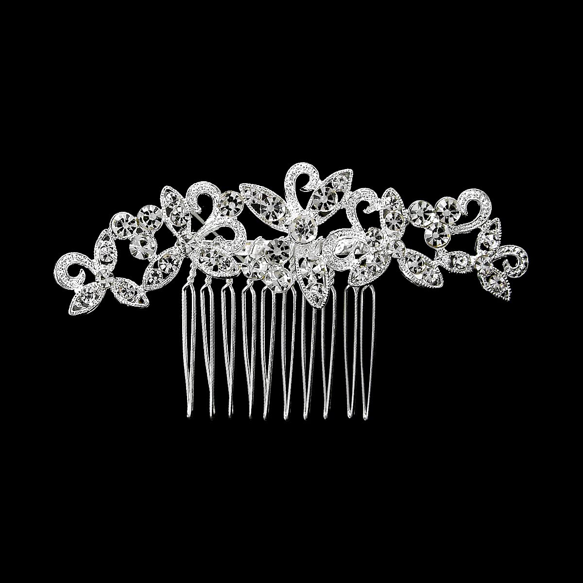 Jagowa Bridal Diamond Flower Hair Comb Clip - Elegant Wedding Hair Accessories for Women, Alloy Rhinestone Hairpin, Silver (11.5cm x 7cm) - Perfect for Bridal Boudoir, Prom, Evening Gala & Special Occasions