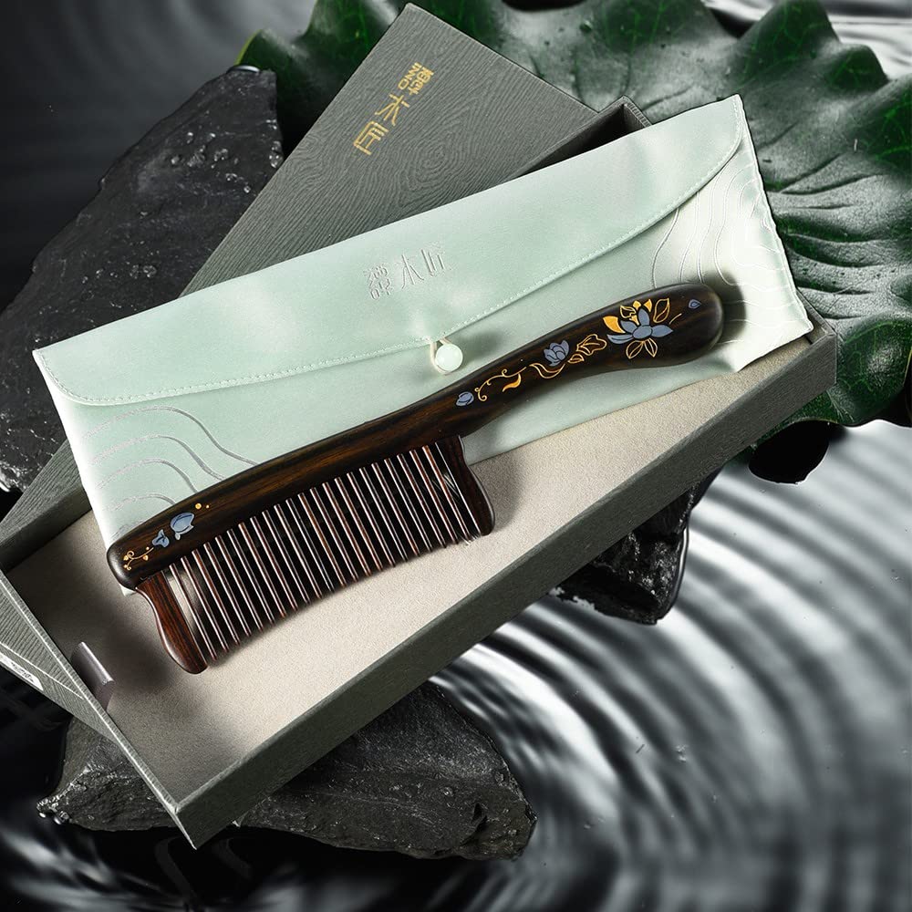 Premium Wooden Comb Set for Hair Care - Anti-Static Lotus Design for Smooth & Healthy Hair - Perfect for Daily Grooming, Travel & Salon Use