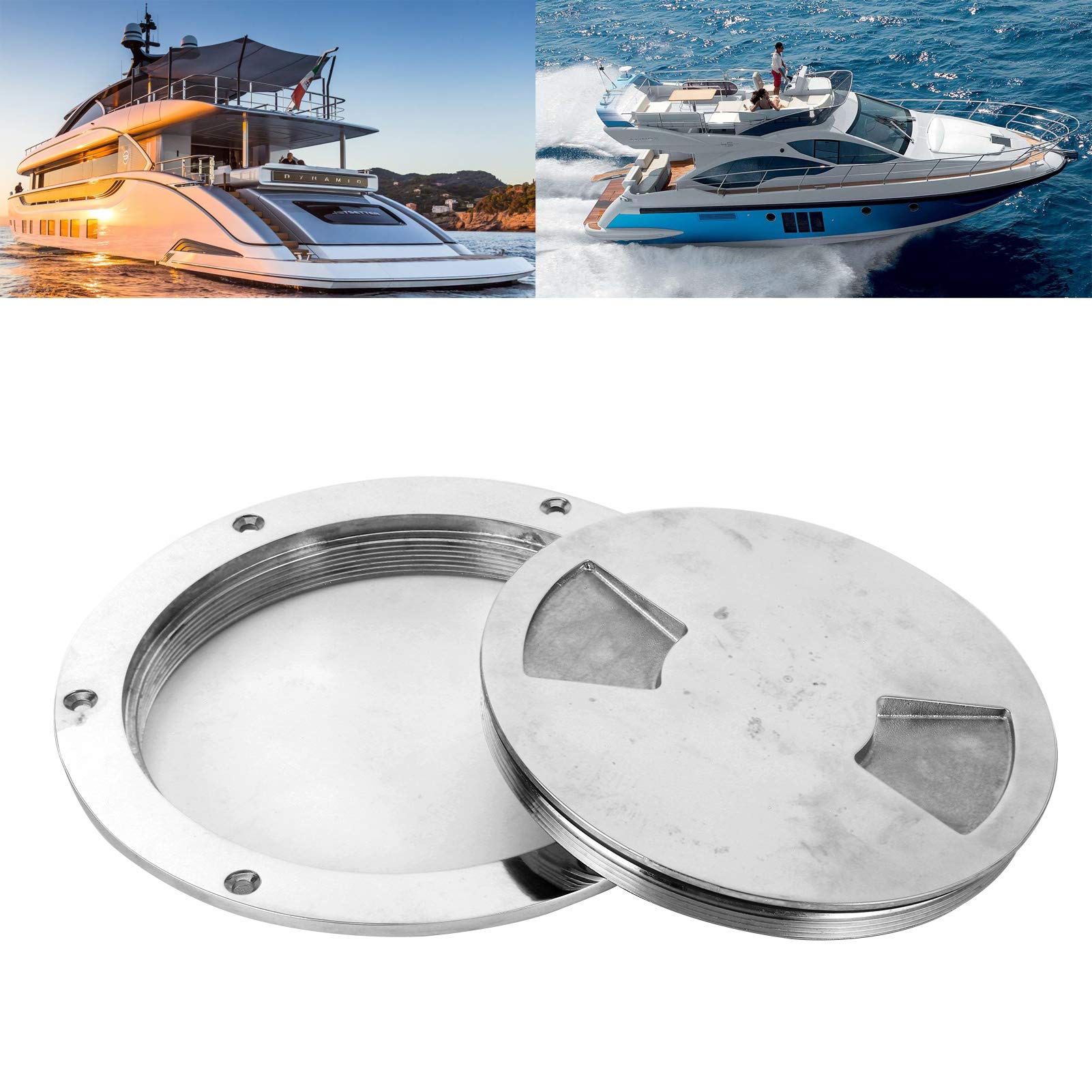 6 Inch Stainless Steel Marine Deck Plate Hatch Cover with Key - Waterproof Boat Inspection Accessory for Yacht, Sailboat & Ship Maintenance | Durable Marine Hardware for Engine Room & Storage Access