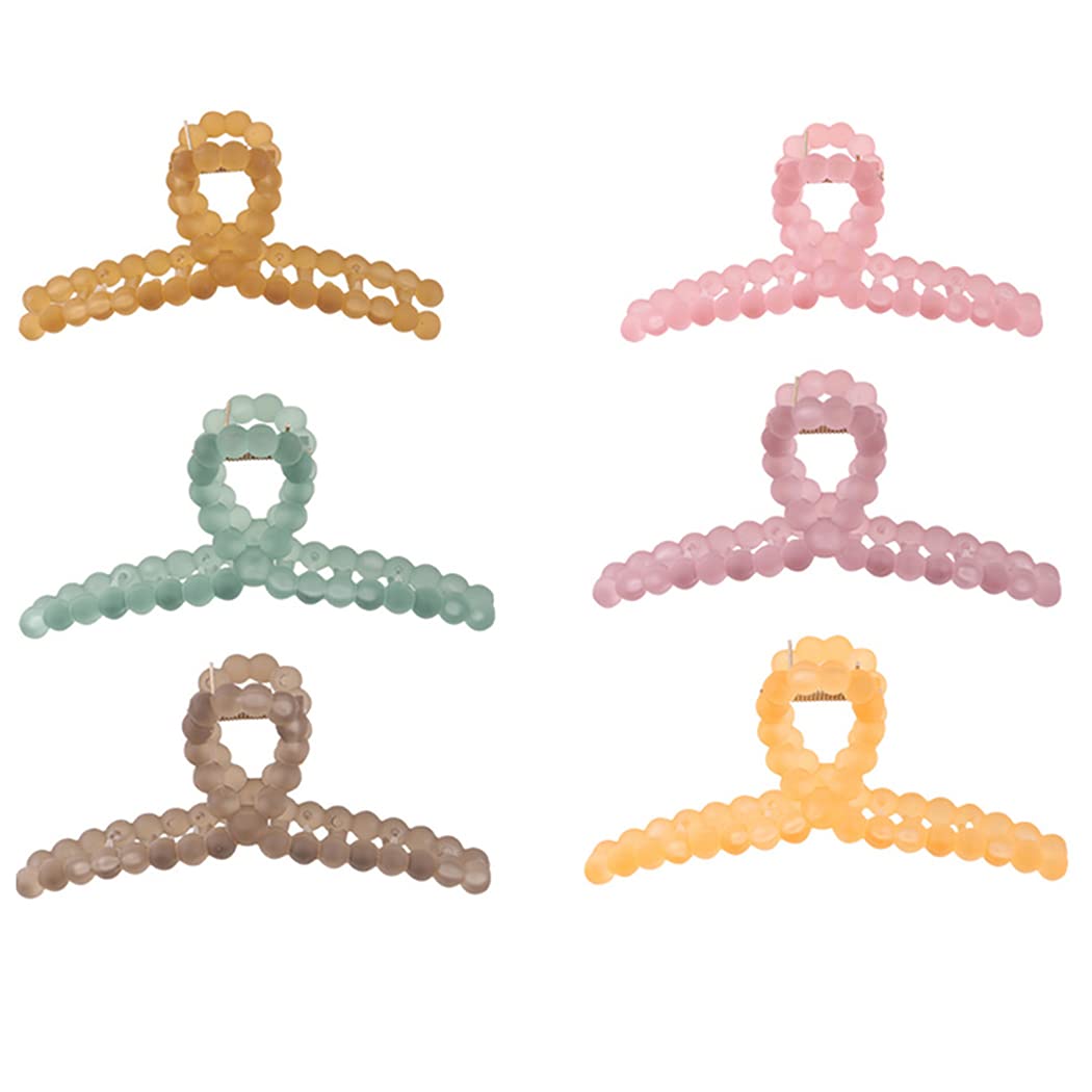 Lnrueg 6PCS Large Interlocking Teeth Hair Claw Clips for Women - Strong Hold Non-Slip Matte Acrylic Hair Clips for Shower, Styling & Everyday Use - Elegant Hair Jaw Clips & Barrettes for Long, Thick Hair