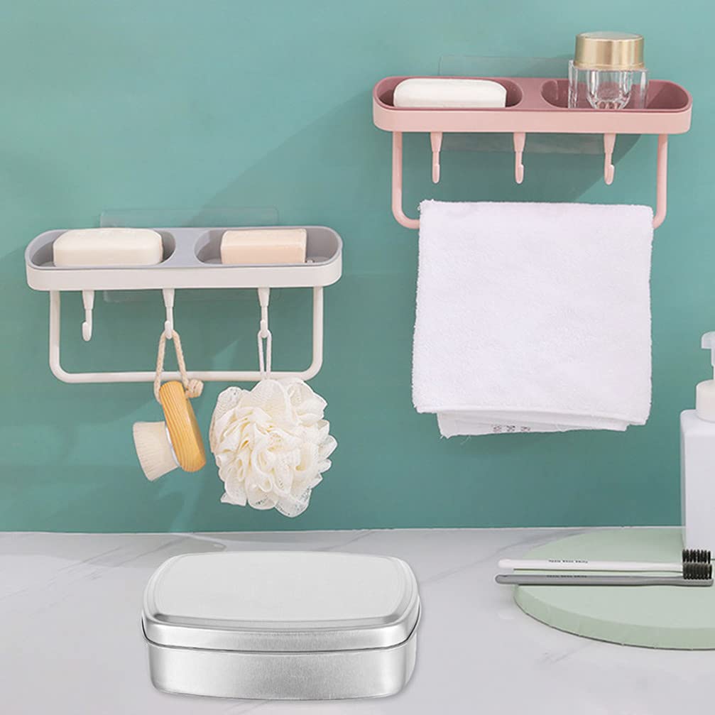 3-Pack Square Aluminum Soap Holder Boxes - Elegant Bathroom Soap Container, Travel Soap Case & Sink Organizer for Home, Hotel, Spa (Housewarming Gift Idea) - Perfect for Vanity, Guest Bath & Travel Toiletry Kit