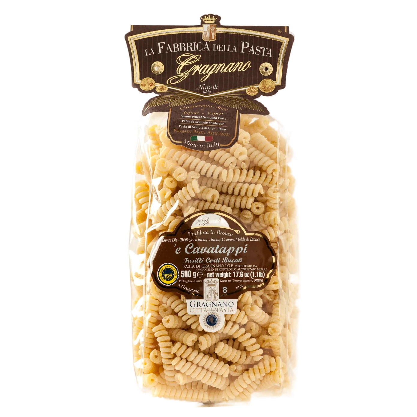 La Fabbrica della Pasta Cavatappi Pasta - Premium Italian Corkscrew Pasta for Authentic Pasta Dishes, Perfect for Carbonara, Cacio e Pepe & Family Dinners