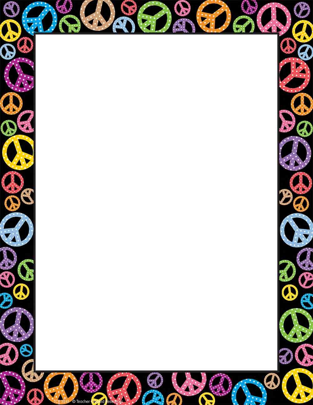 Teacher Created Resources Peace Signs Computer Paper (5241) - Vibrant Design for Classroom Projects, Office Decor & Creative Scrapbooking