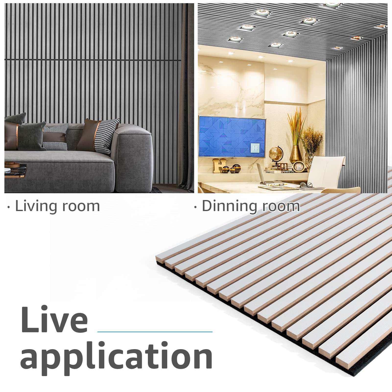 Art3d 4 Pack Wood Slat Acoustic Panels for Wall & Ceiling - 3D Fluted Sound Absorbing Panels with Natural Wood Finish in Brushed Silver - Perfect for Home Theater, Recording Studio & Office Noise Reduction