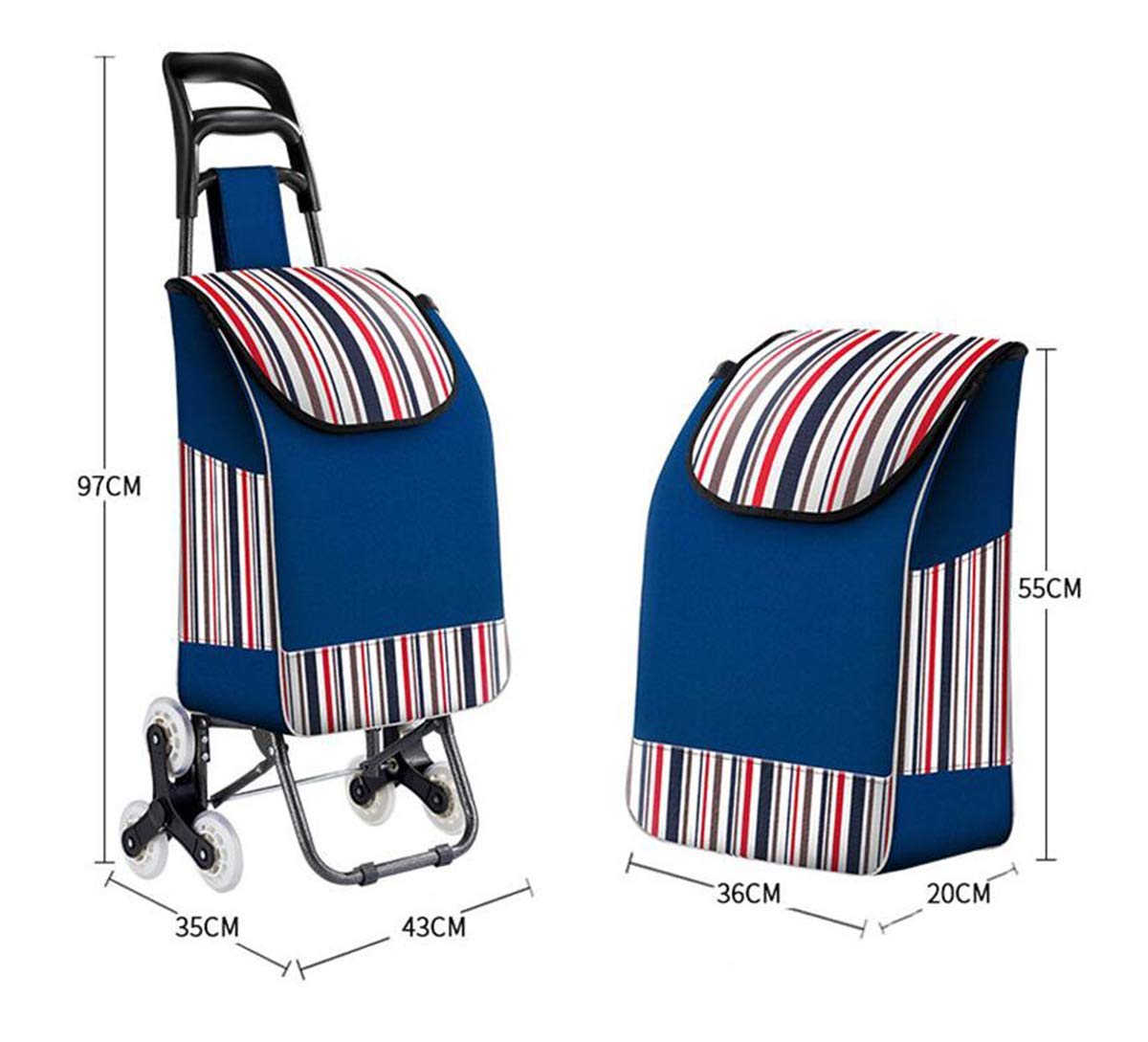 Collapsible Folding Wagon Cart - 110lbs Capacity Waterproof Shopping Trolley with 360° Swivel Wheels | Lightweight Portable for Groceries, Beach, Camping, Picnic & Home Use (Blue)